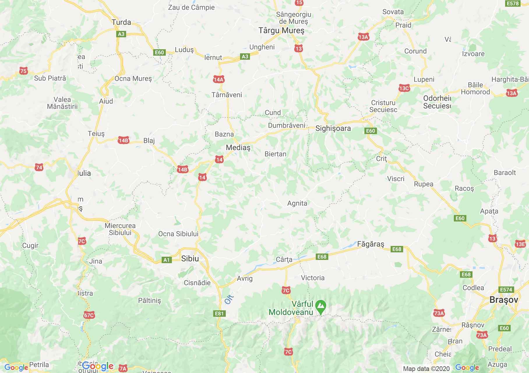 DN14: Sighişoara-Sibiu, Harta turistică interactivă