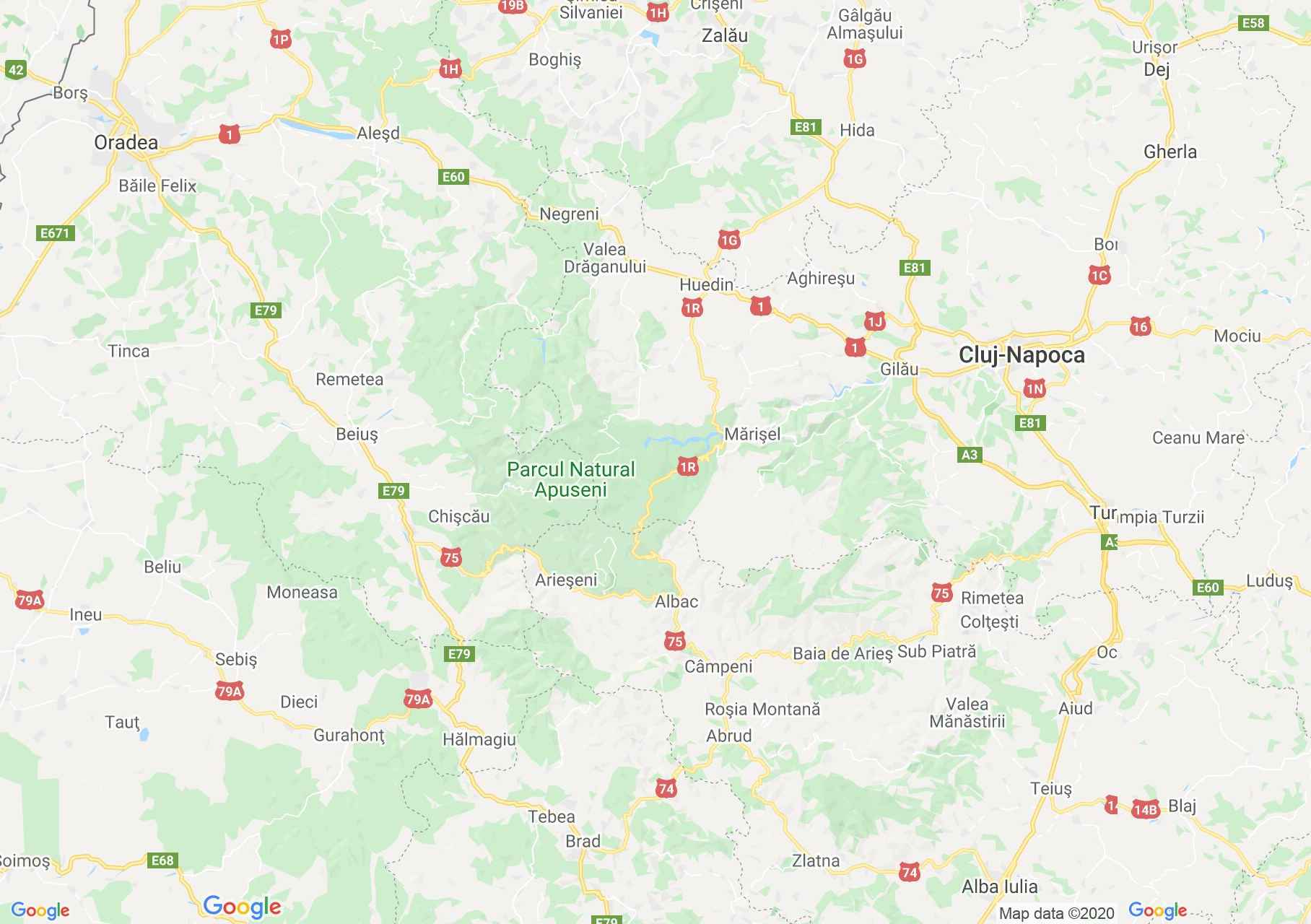 DN1r: Huedin-Albac, Harta turistică interactivă