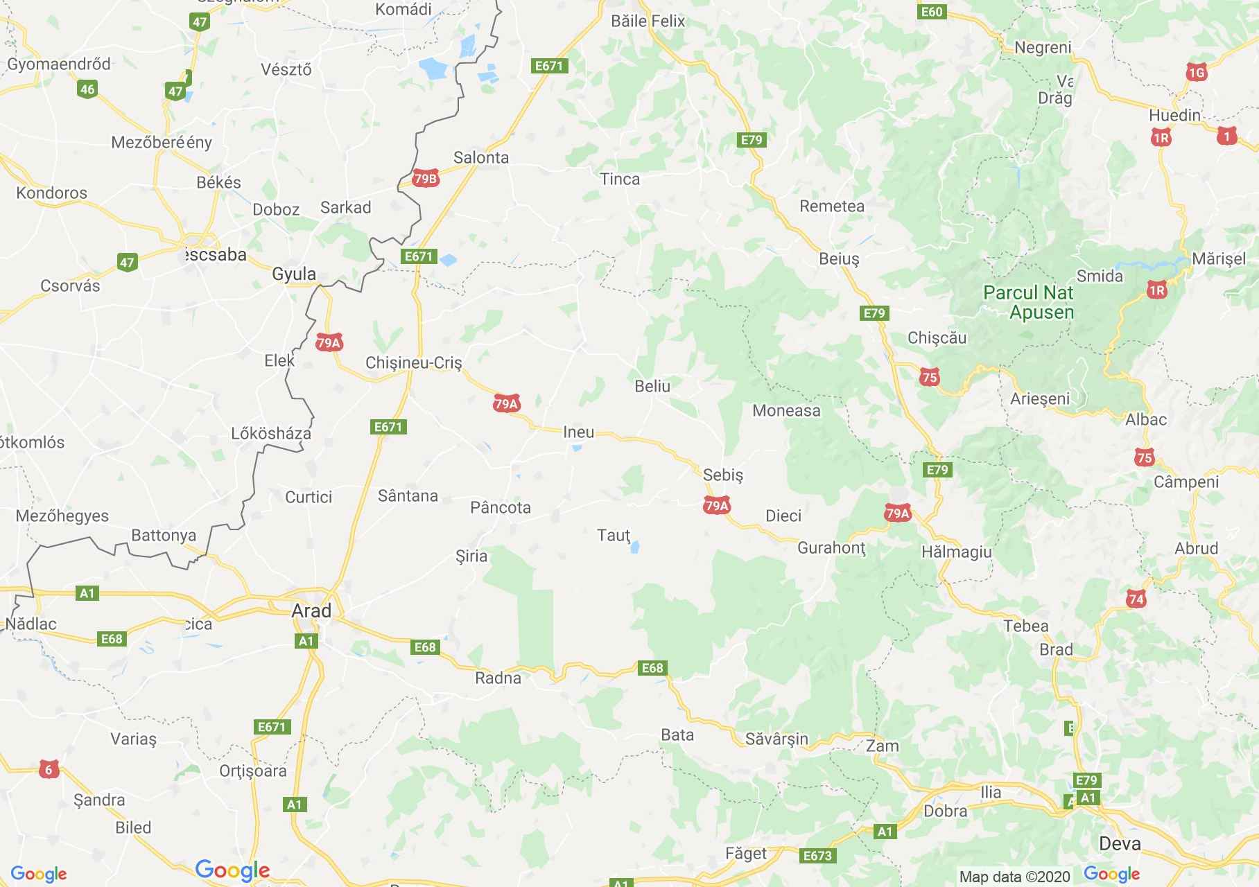 DN79a: HU-Vărşand-Vârfurile, Harta turistică interactivă