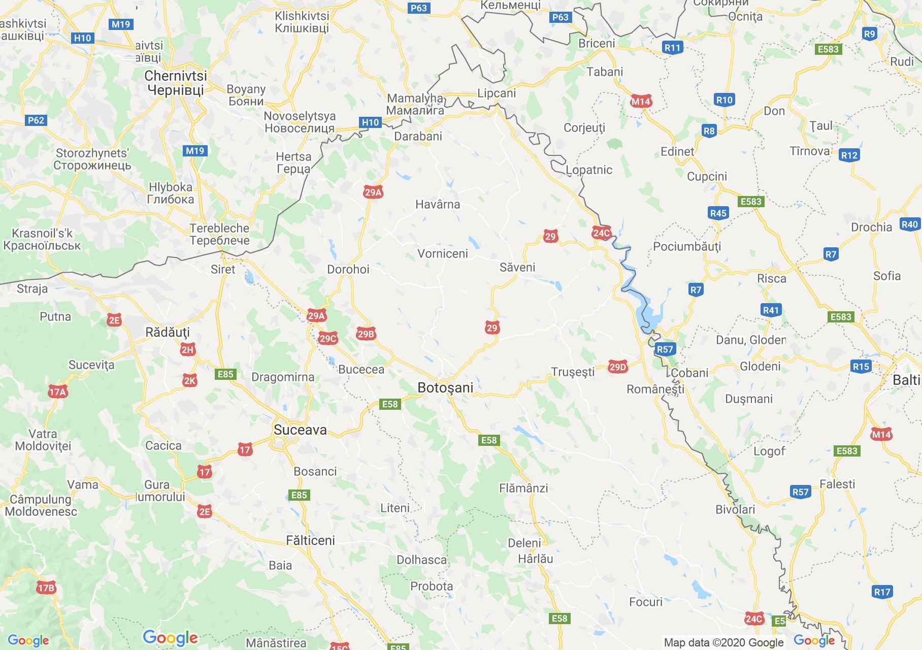 Botosani megye: (Botosani) interaktív turista térképe.