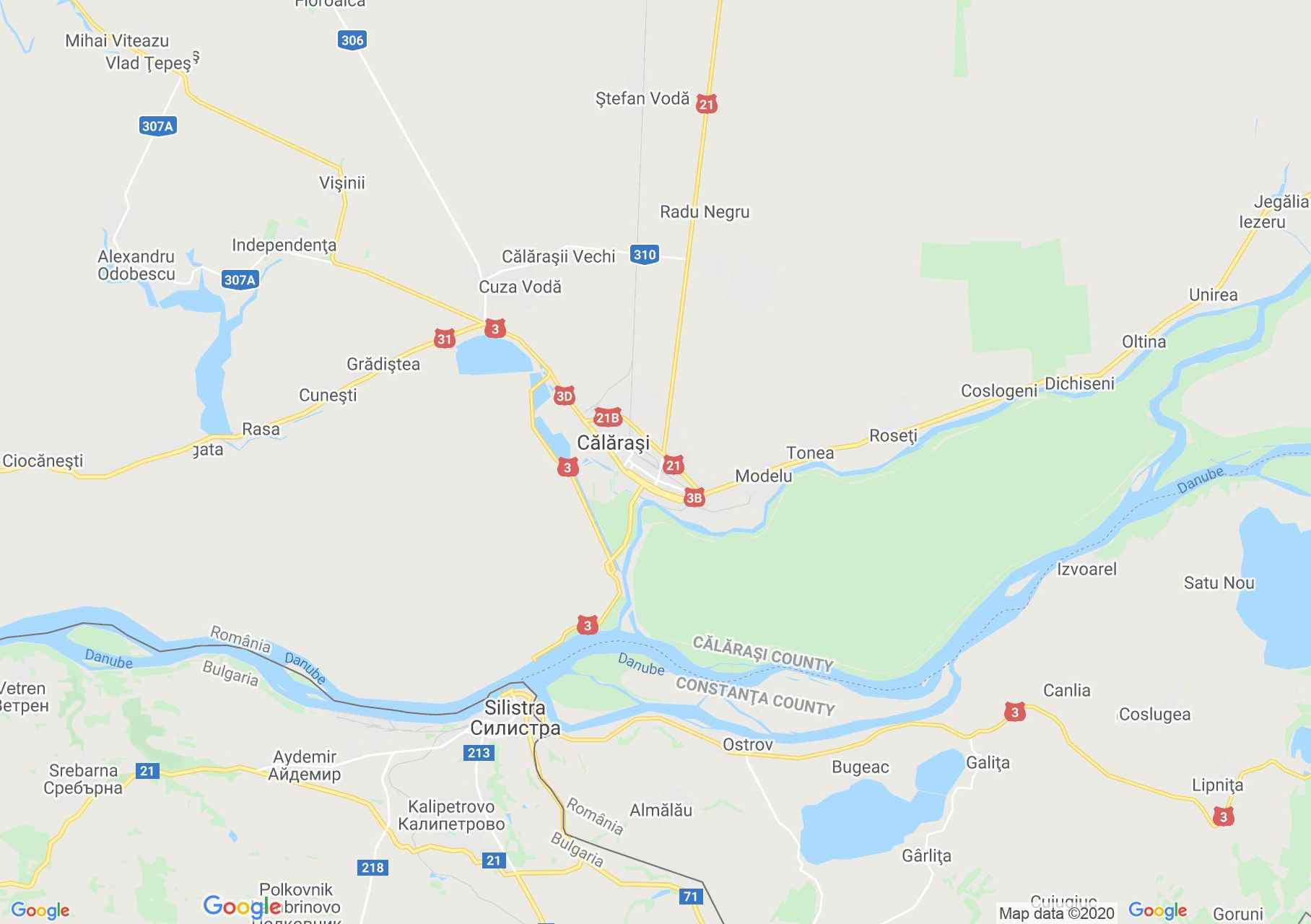 Călărași környéke interaktív turista térképe.