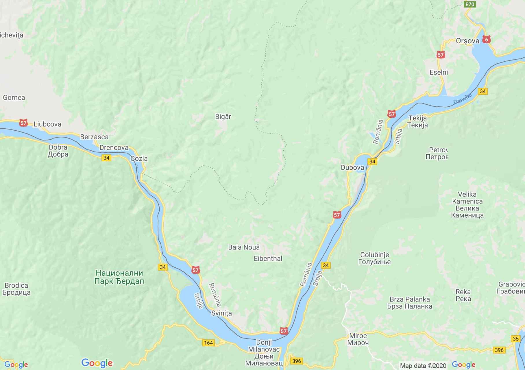 Danube Gorges area, Interactive tourist map