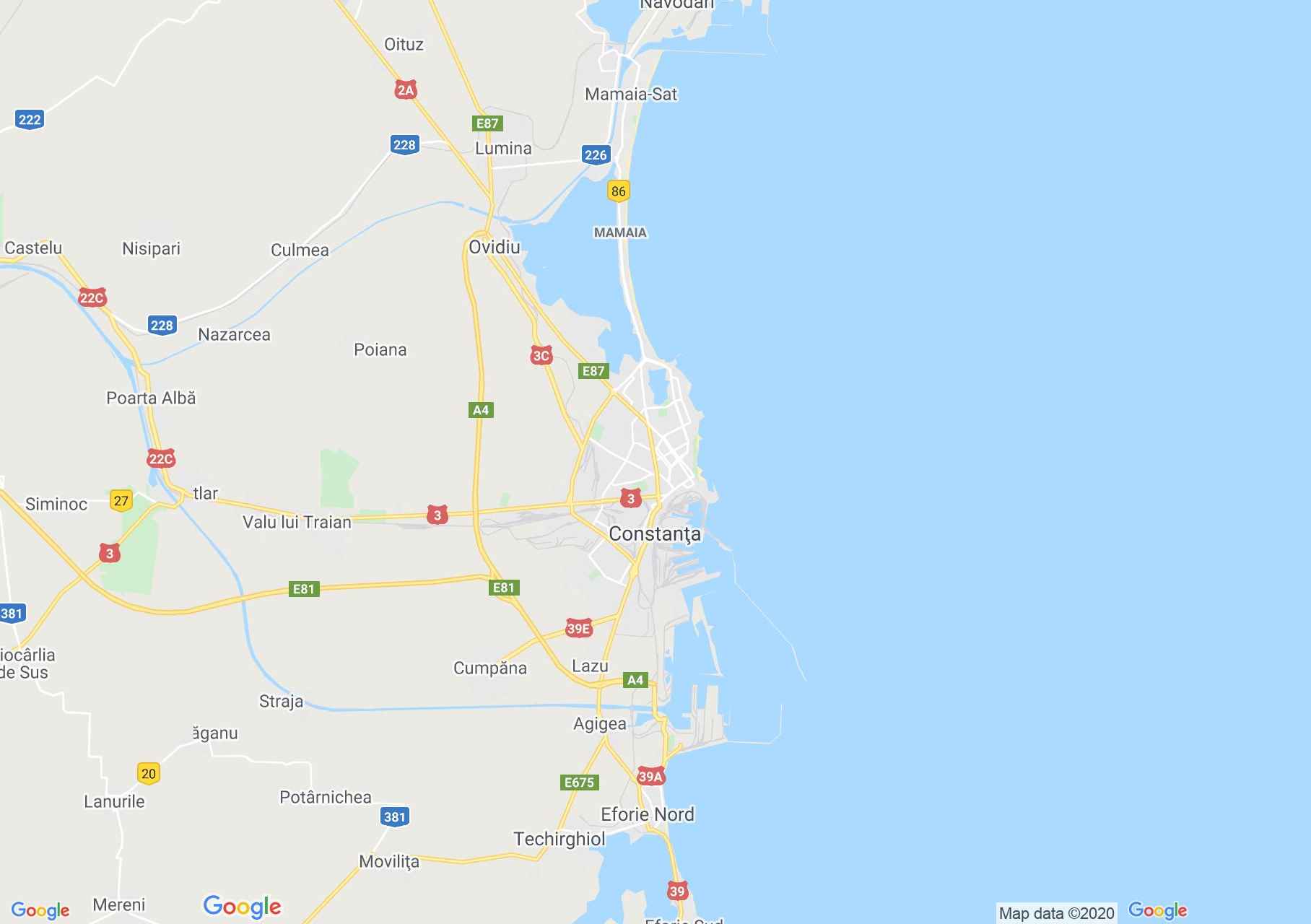 Konstanca környéke interaktív turista térképe.