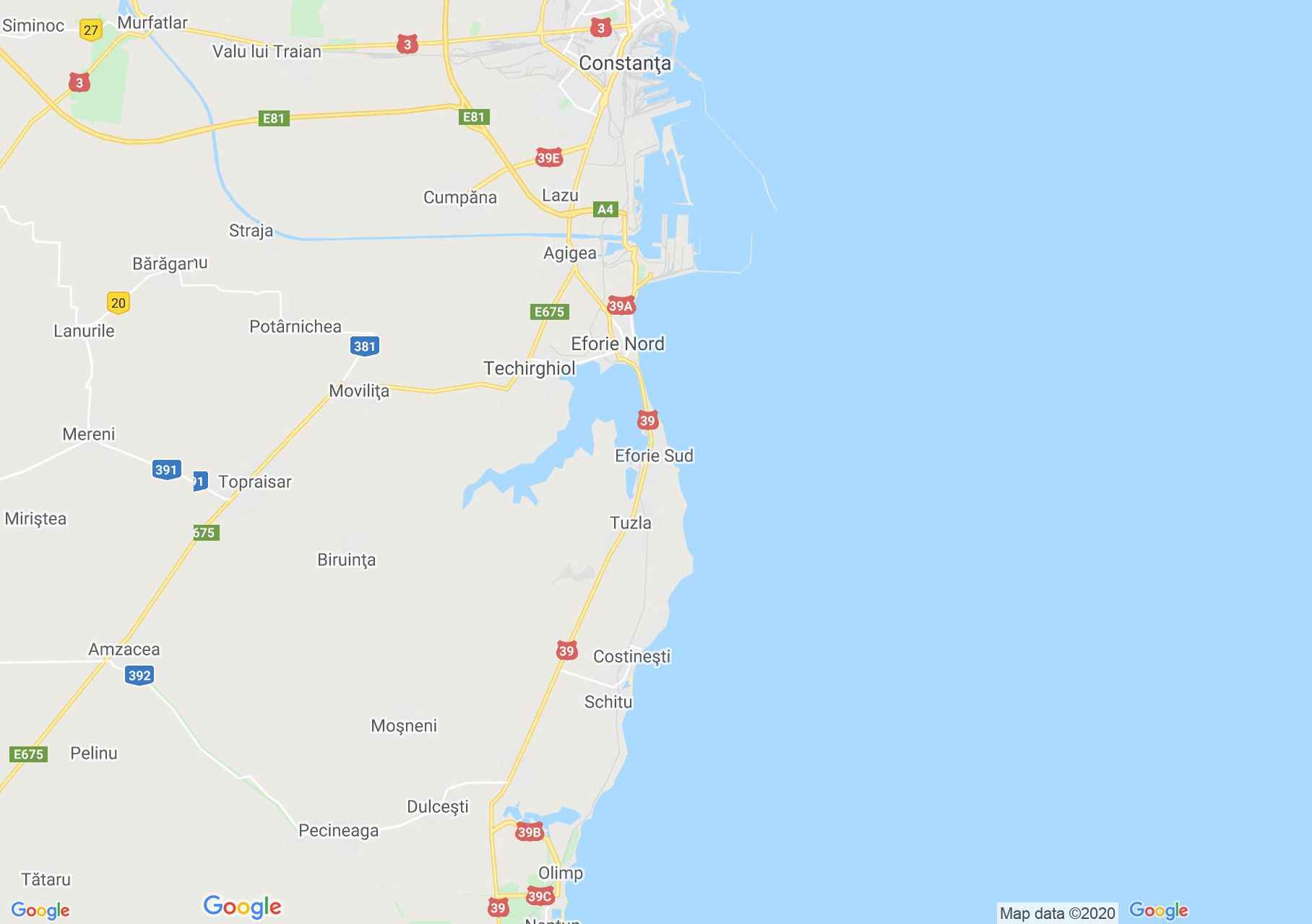 Eforie környéke interaktív turista térképe.