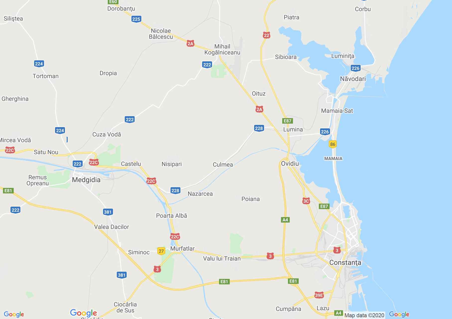 Mamaia környéke interaktív turista térképe.