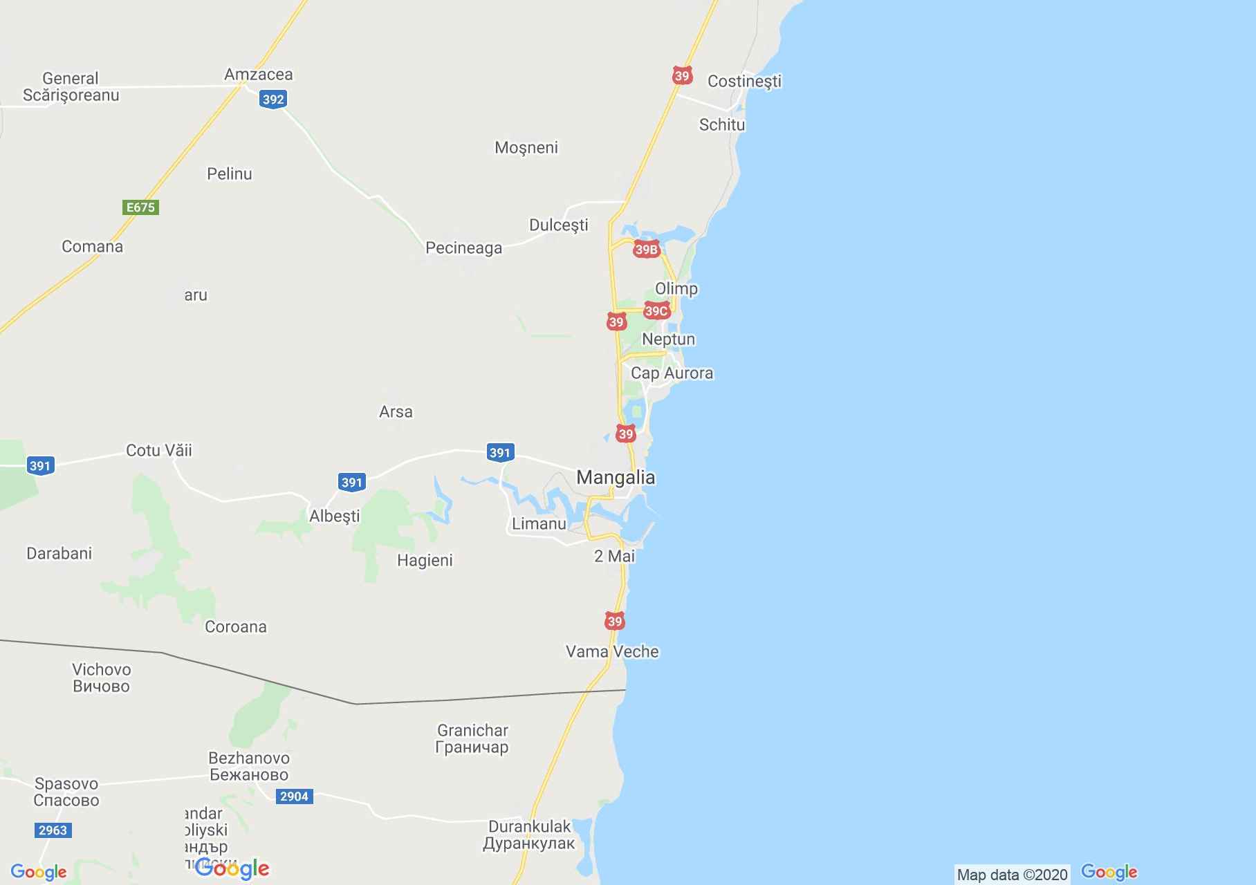 Mangalia környéke interaktív turista térképe.