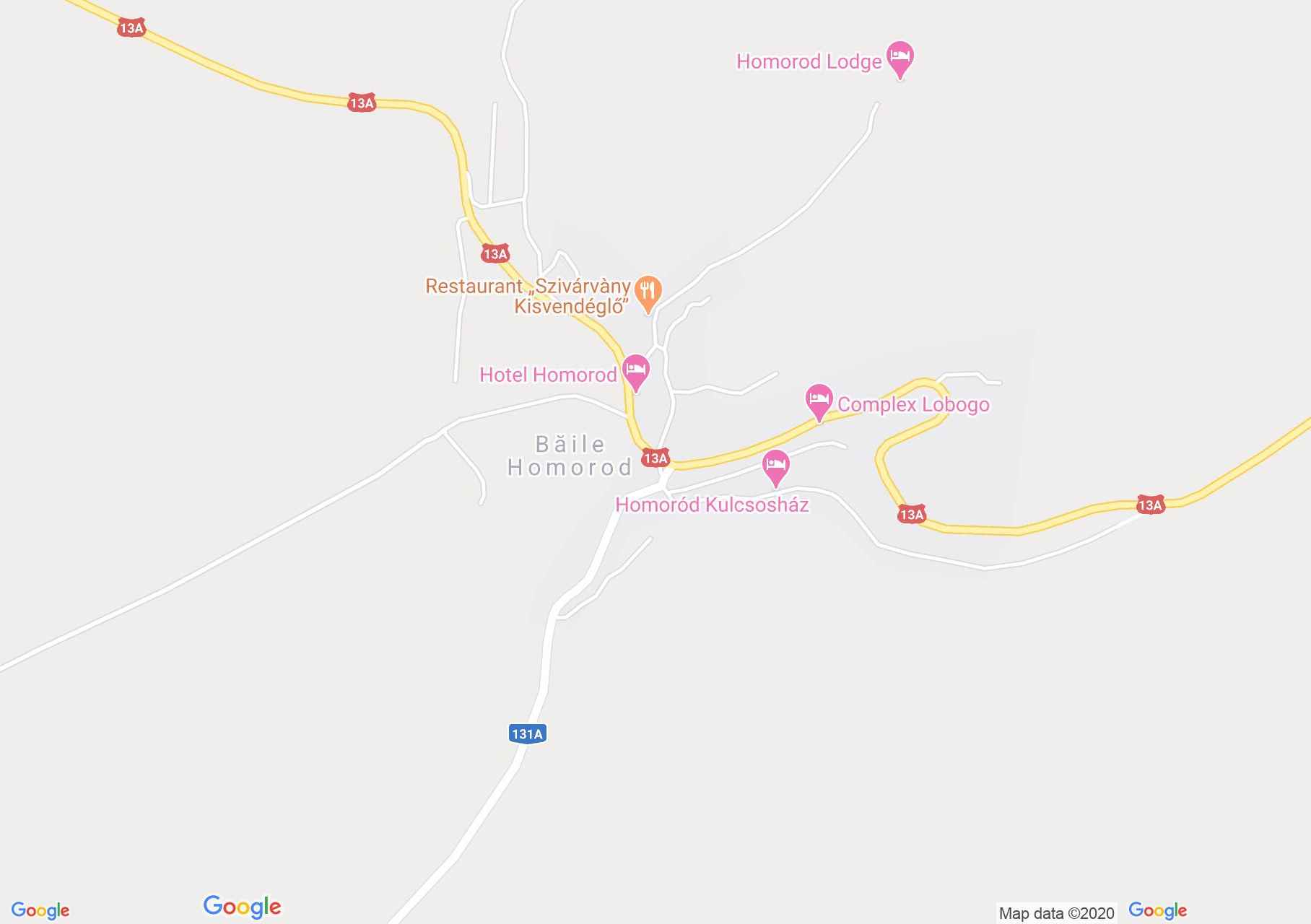 Homoródfürdő interaktív turista térképe.