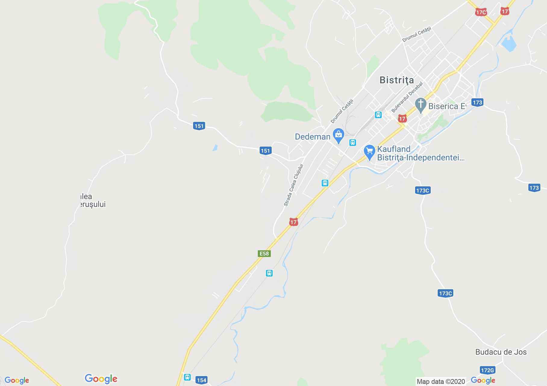 Beszterce: Szállás interaktív turista térképe.
