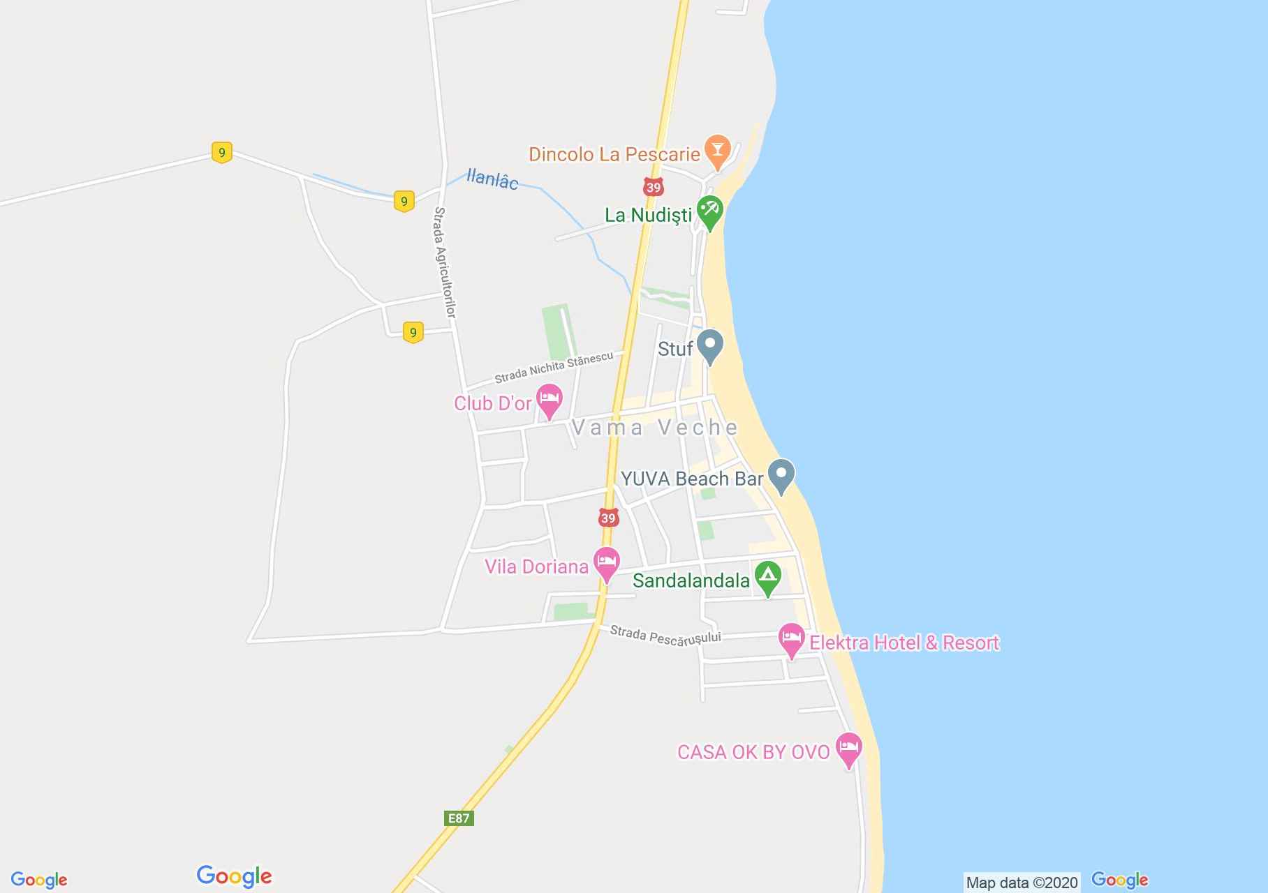 Vama Veche interaktív turista térképe.