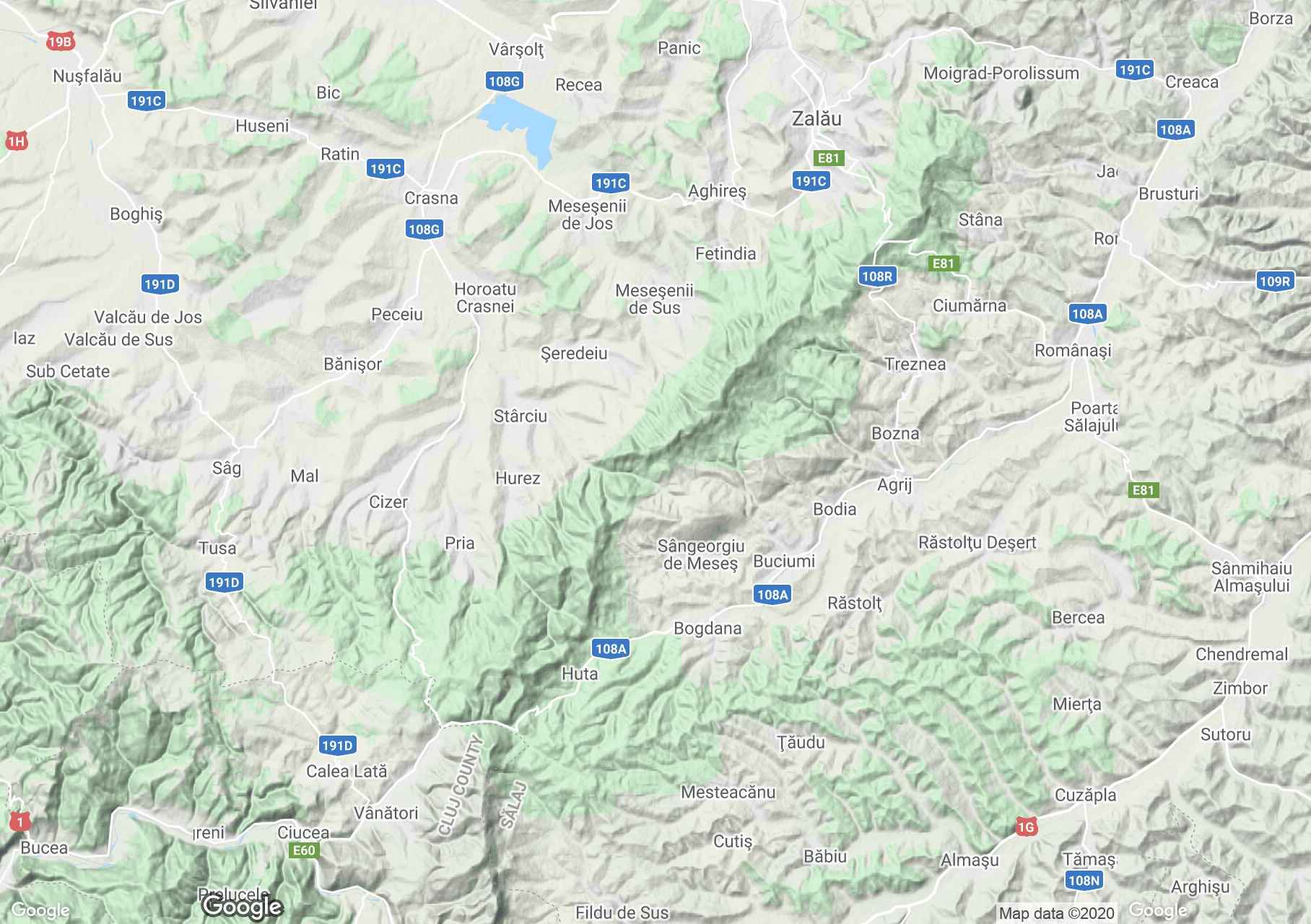 Erdélyi Szigethegység: Meszes hegység interaktív turista térképe.