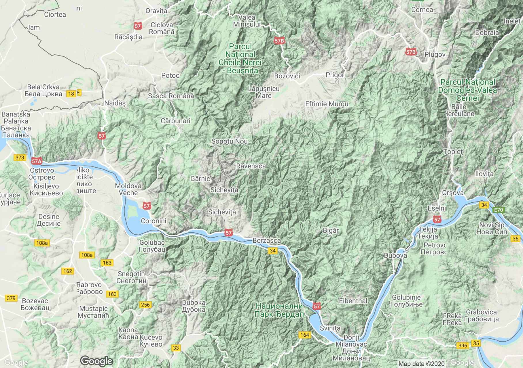 Banati hegység: Almás hegység interaktív turista térképe.