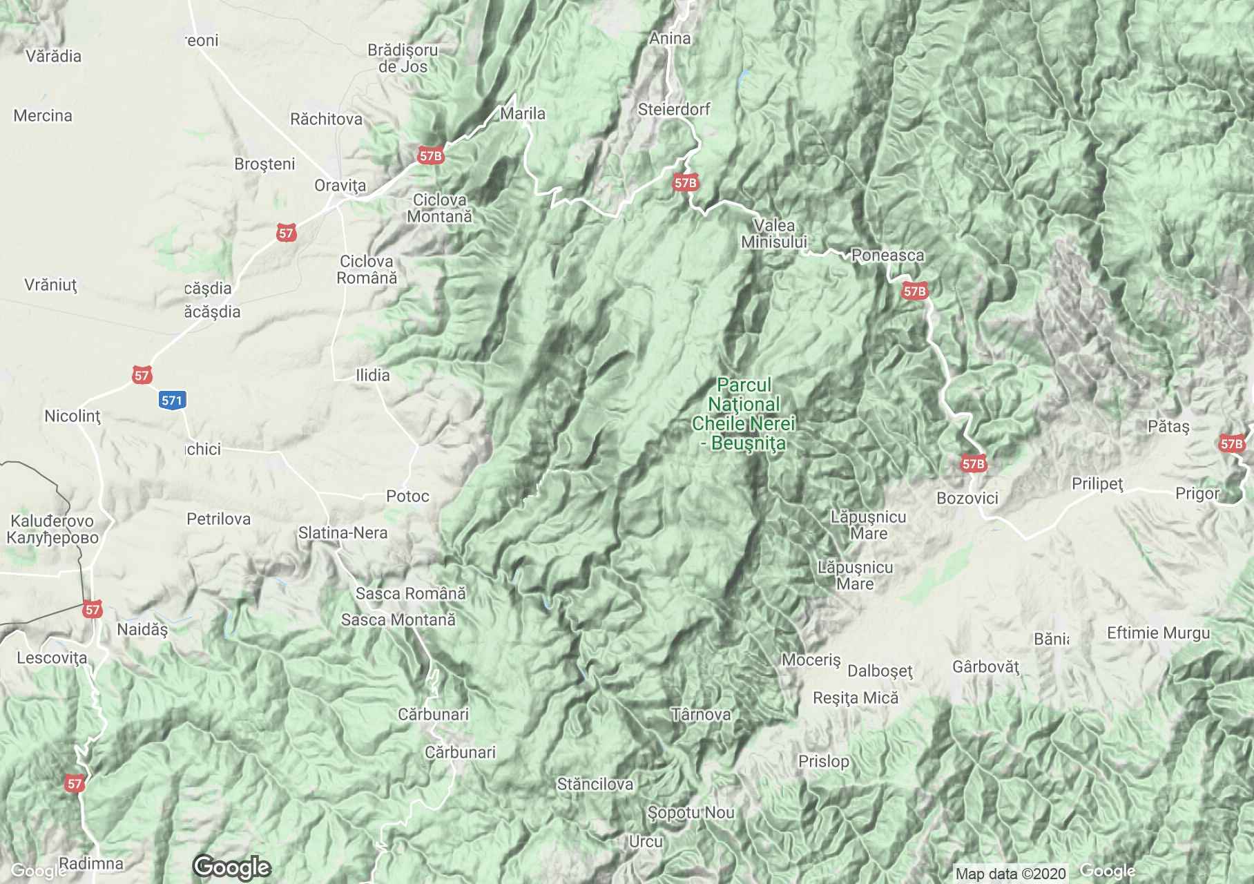 Banati hegység: Szörényi hegység interaktív turista térképe.