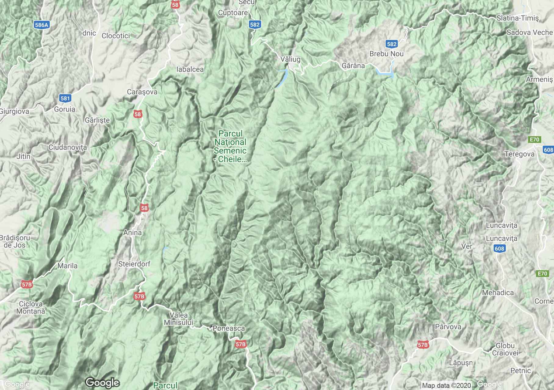 Banati hegység: Szemenik interaktív turista térképe.