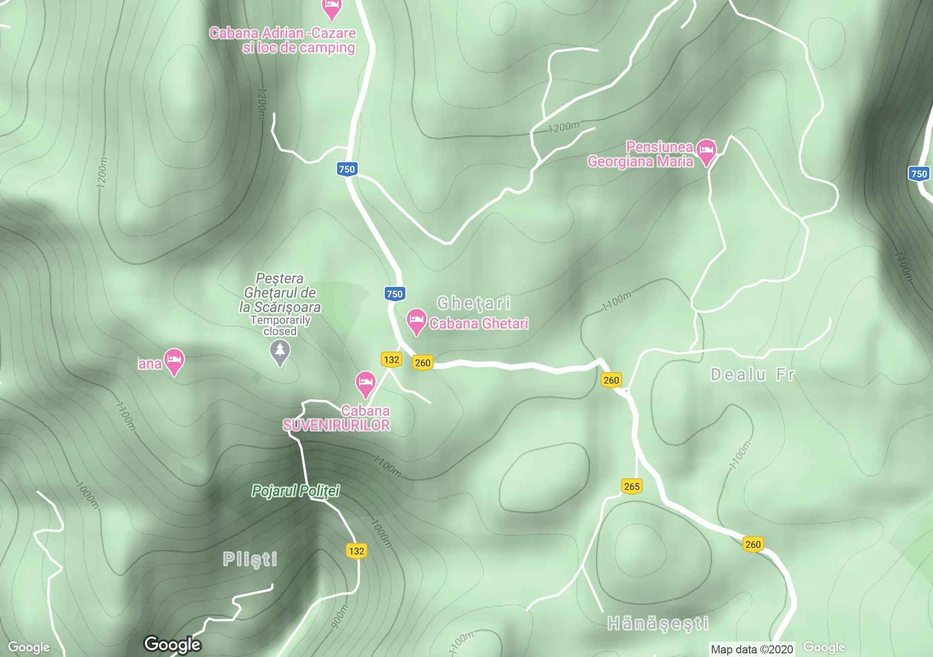 Gheţari (Szkerisóra) interaktív turista térképe.