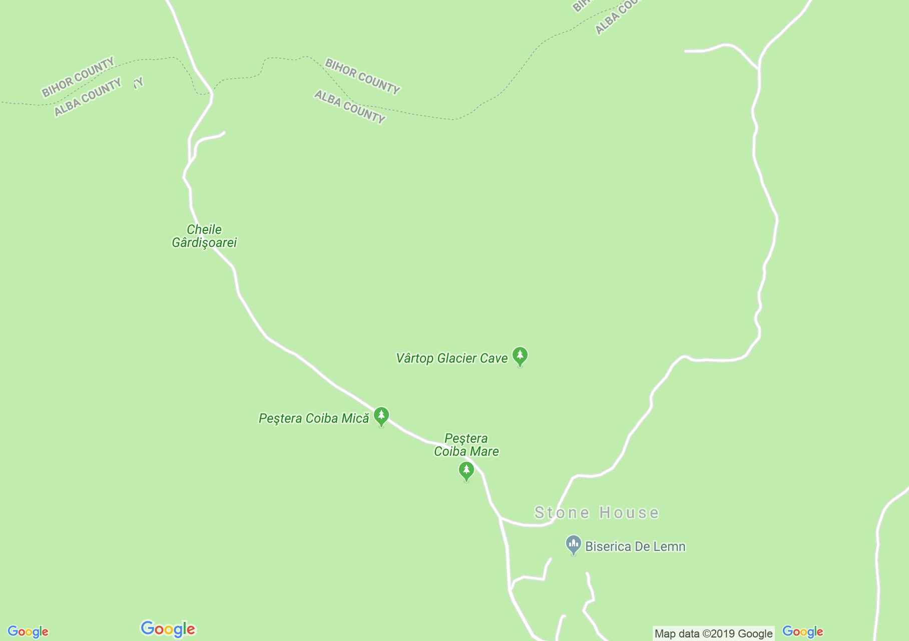 Map of Casa de Piatră: Coiba Mare cave