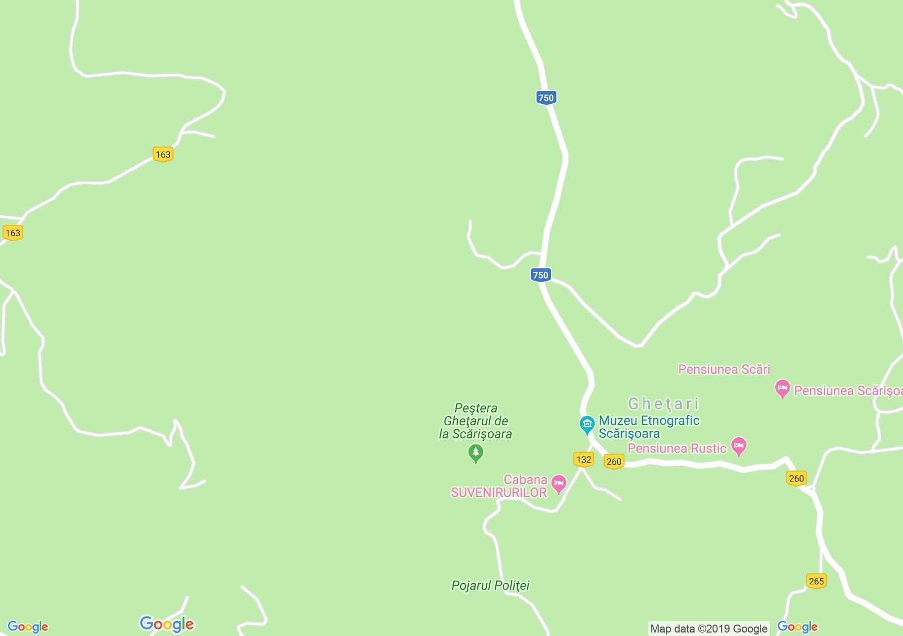 Gheţari (Szkerisóra): Hév-párkány barlang (térkép)