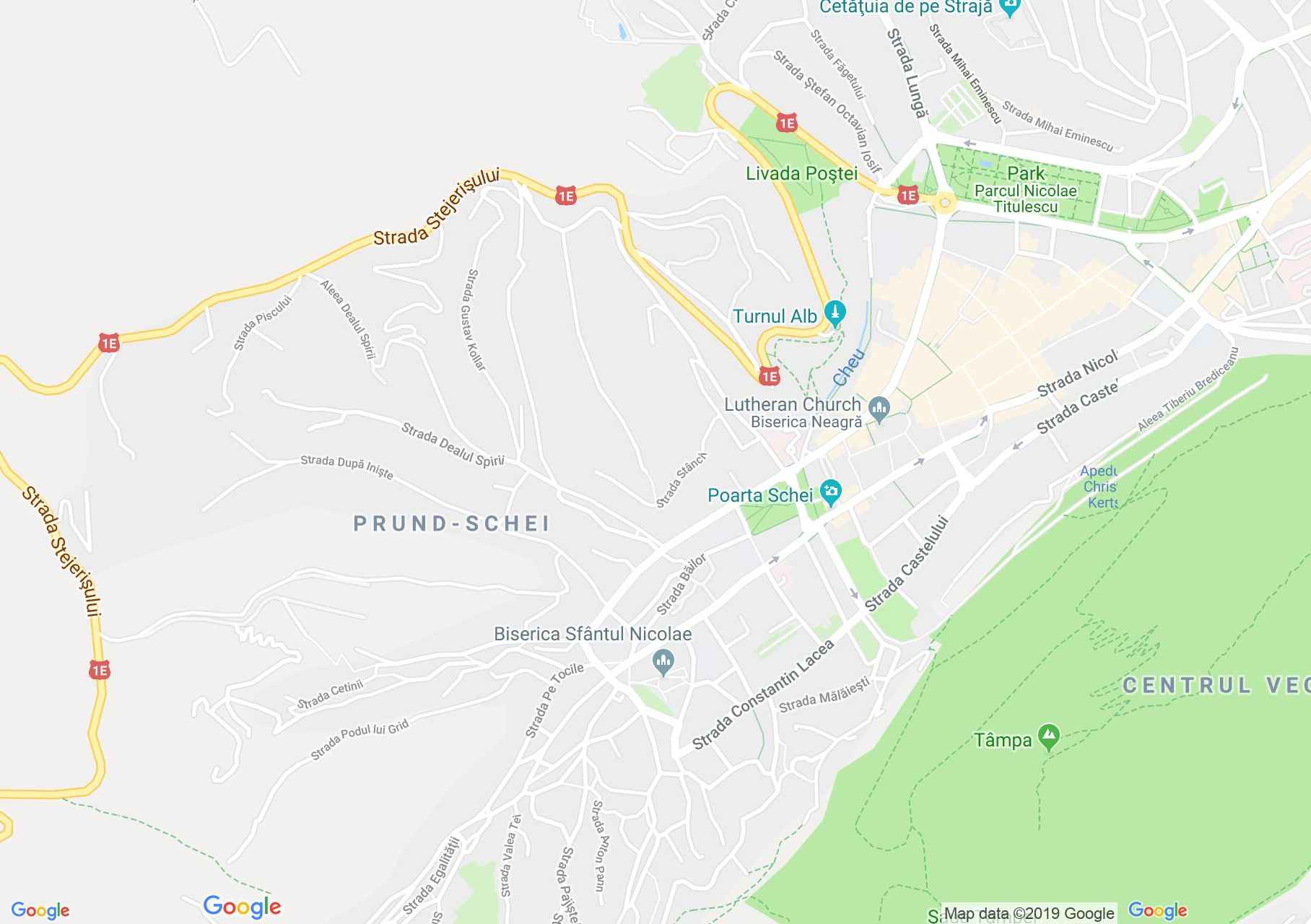 Map of Braşov: The first Romanian School