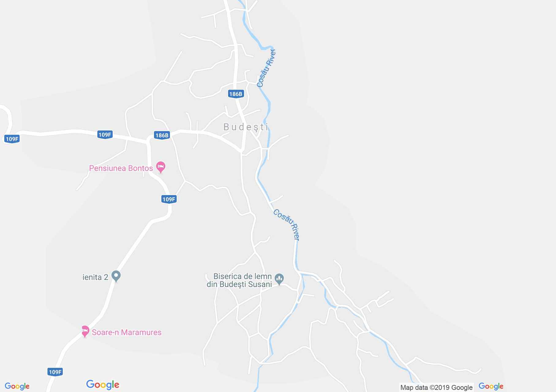 Hartă Budeşti: Biserica de lemn Susani