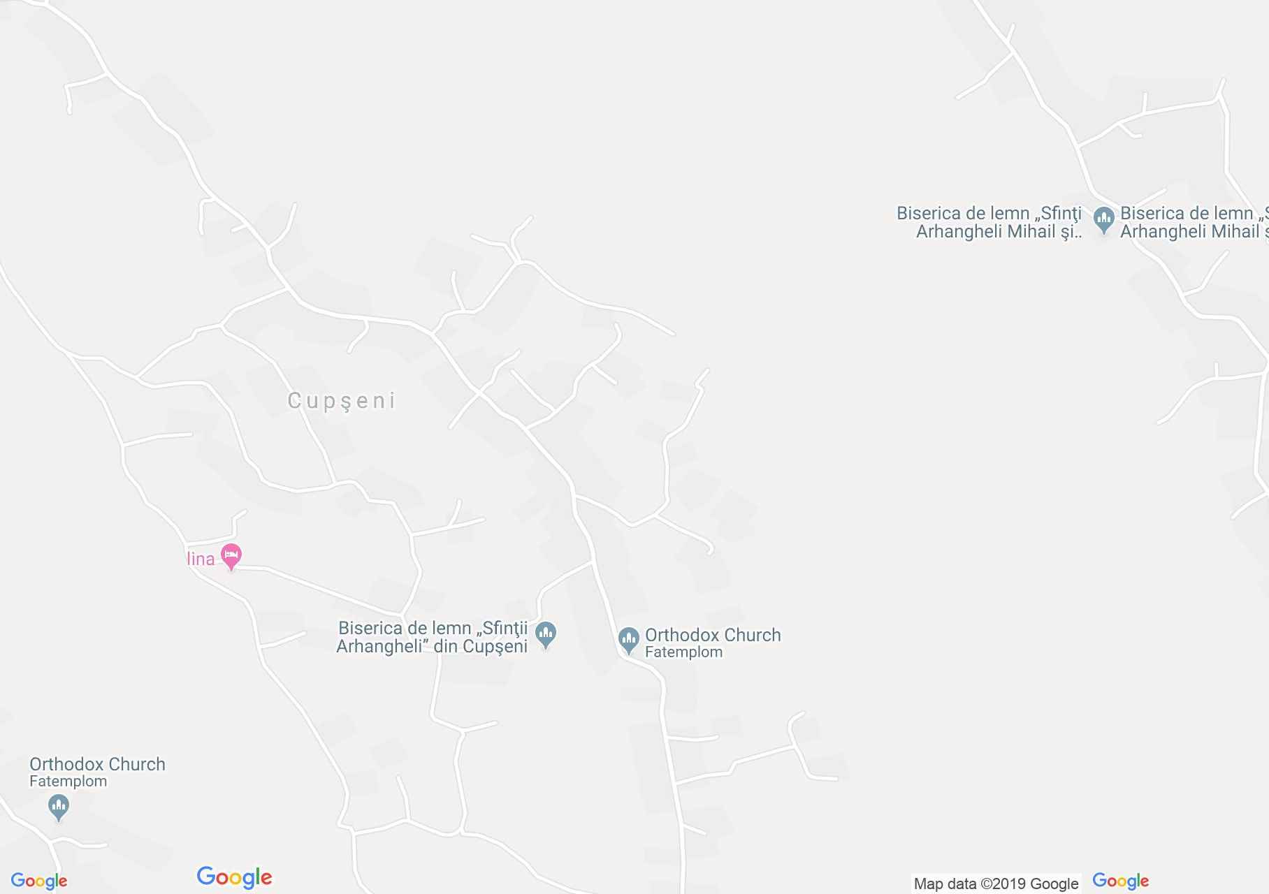 Map of Cupşeni: Greek-catholic wooden church