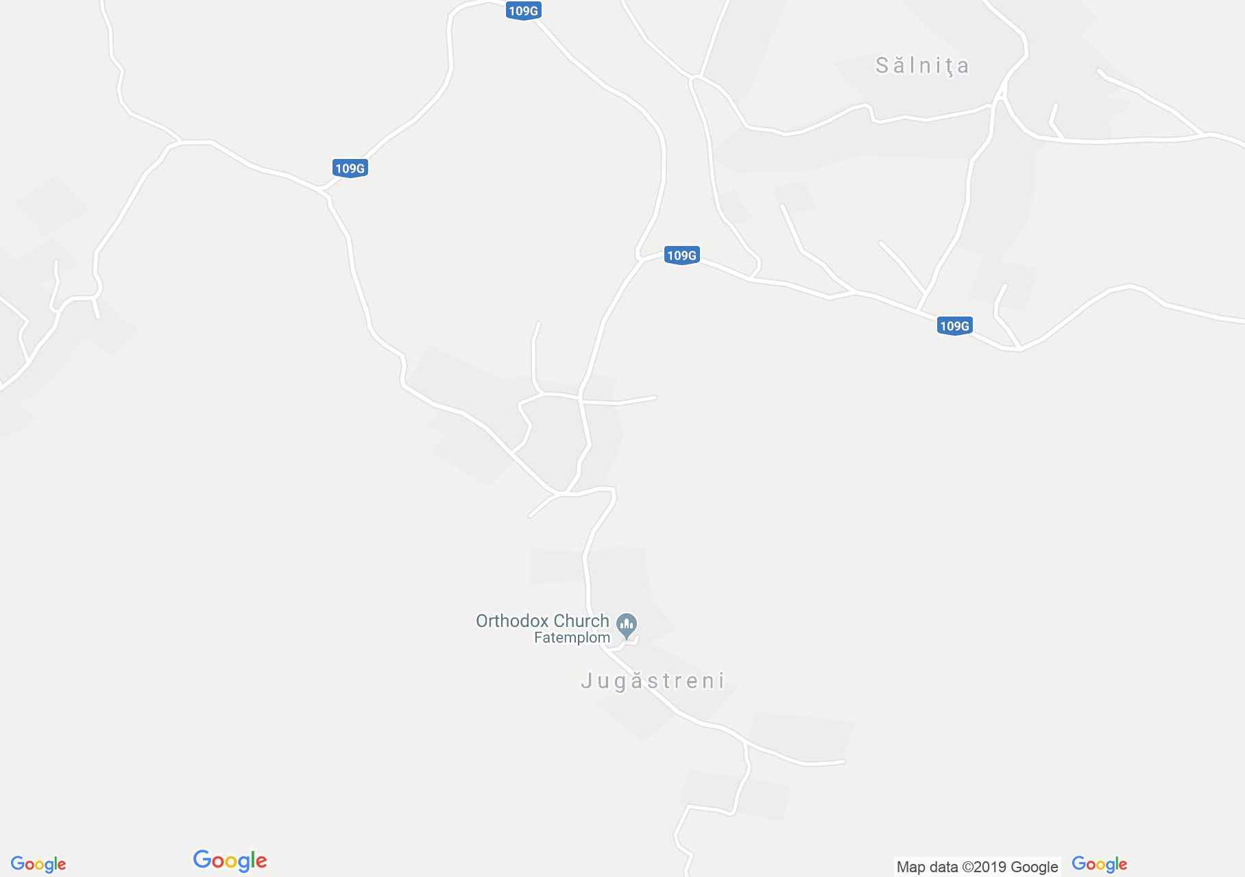 Map of Jugăstreni: Wooden church