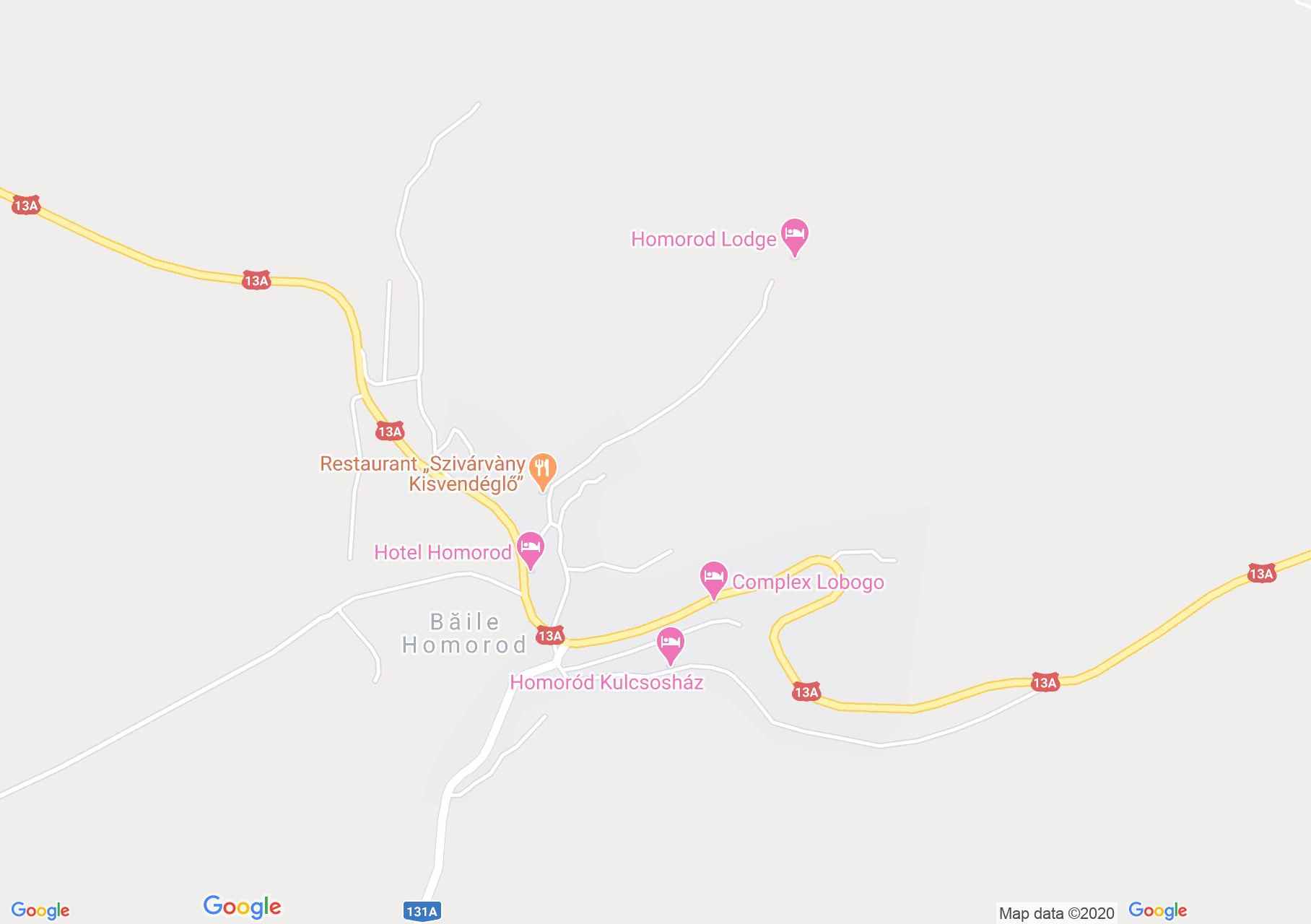 Hartă Băile Homorod: Valea Ilona