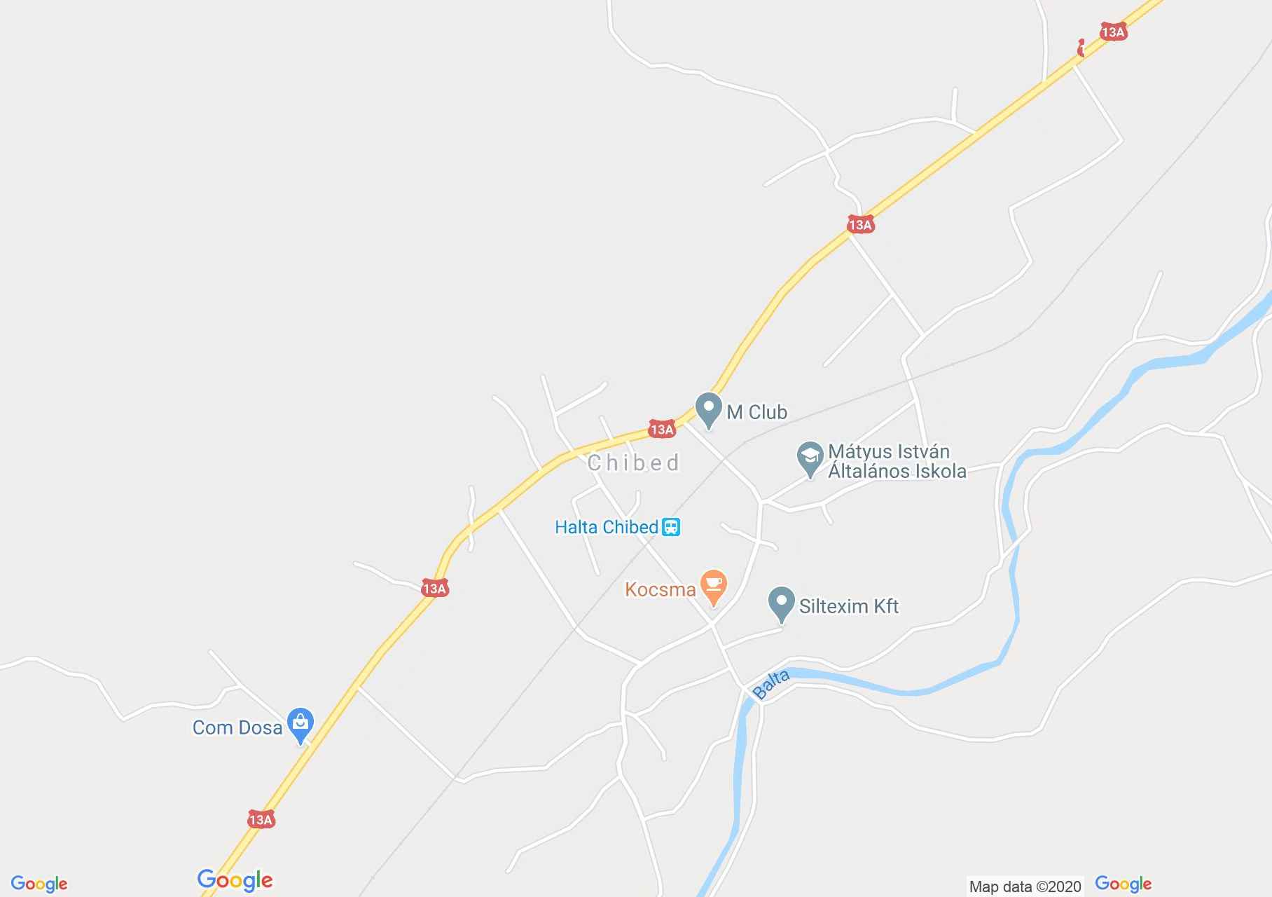 Hartă Chibed: Biserica reformată