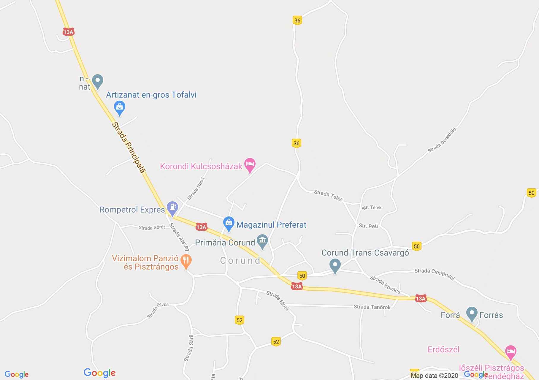 Hartă Corund: Biserica catolica