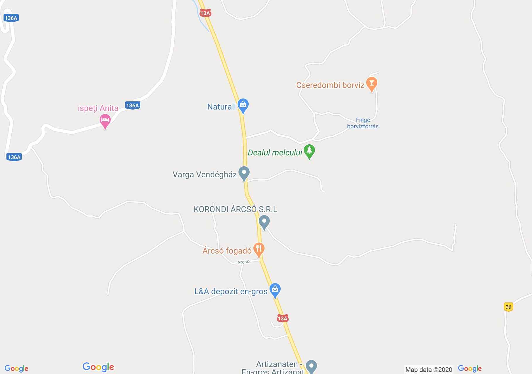 Hartă Corund: Izvoarele minerale