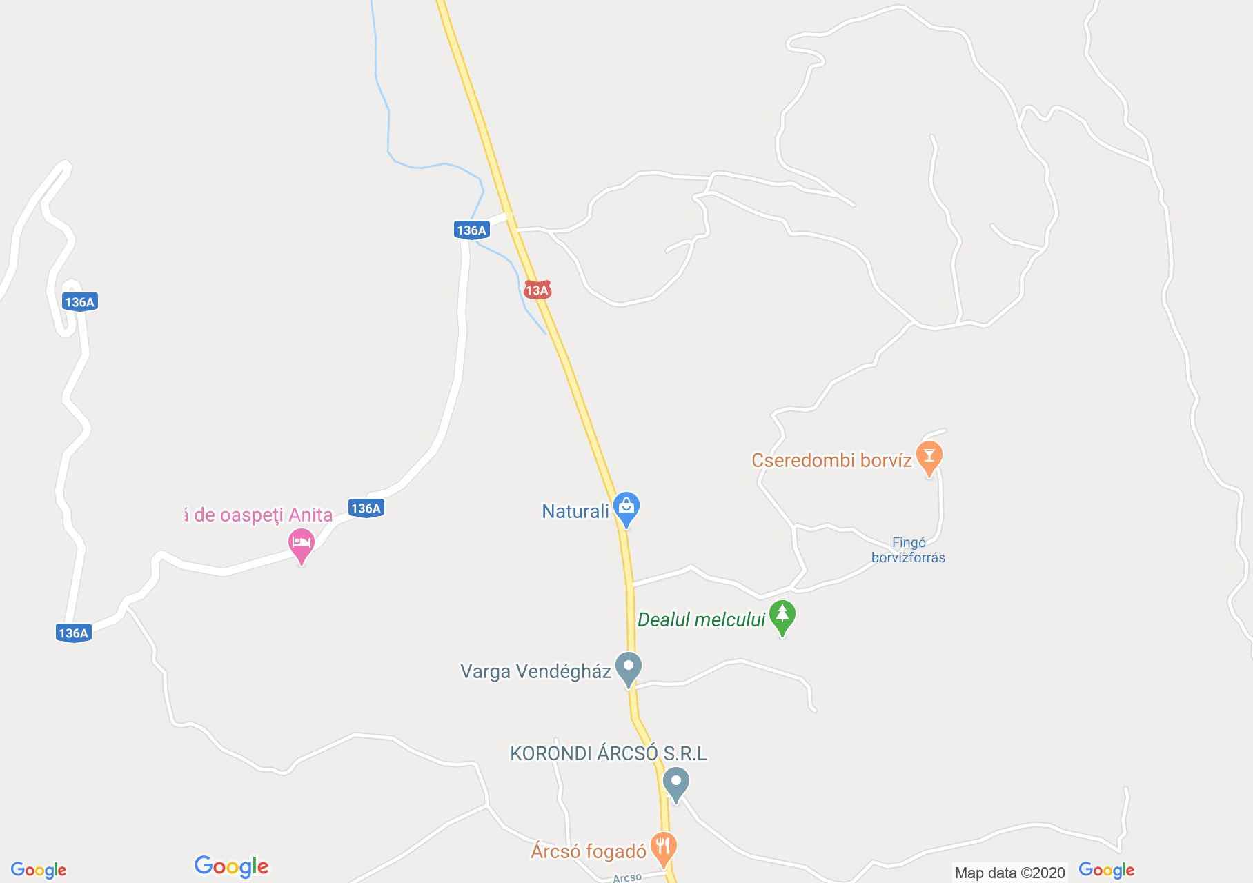 Hartă Corund: Muzeul de aragonit