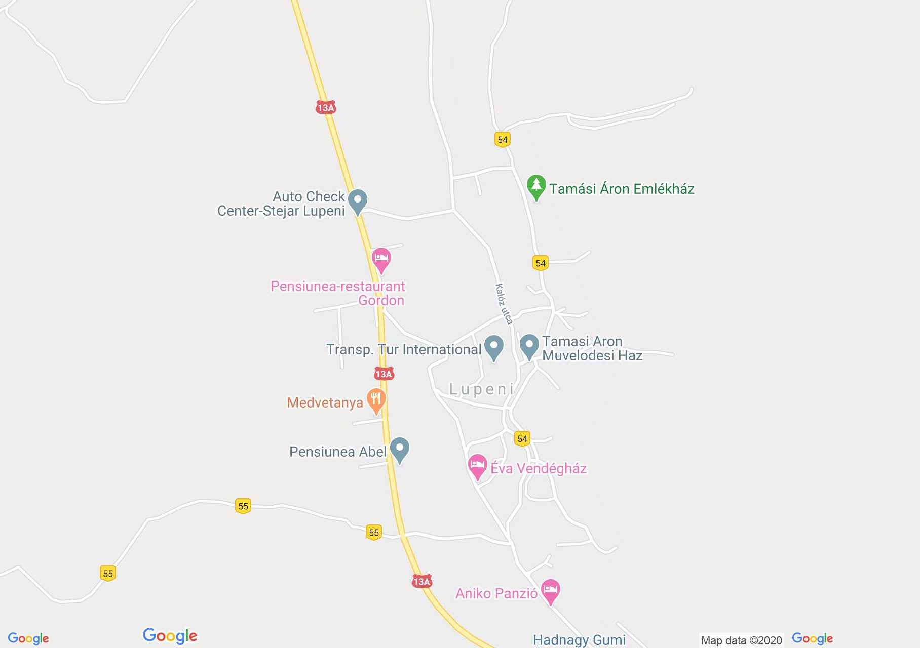Map of Lupeni: Catholic parish