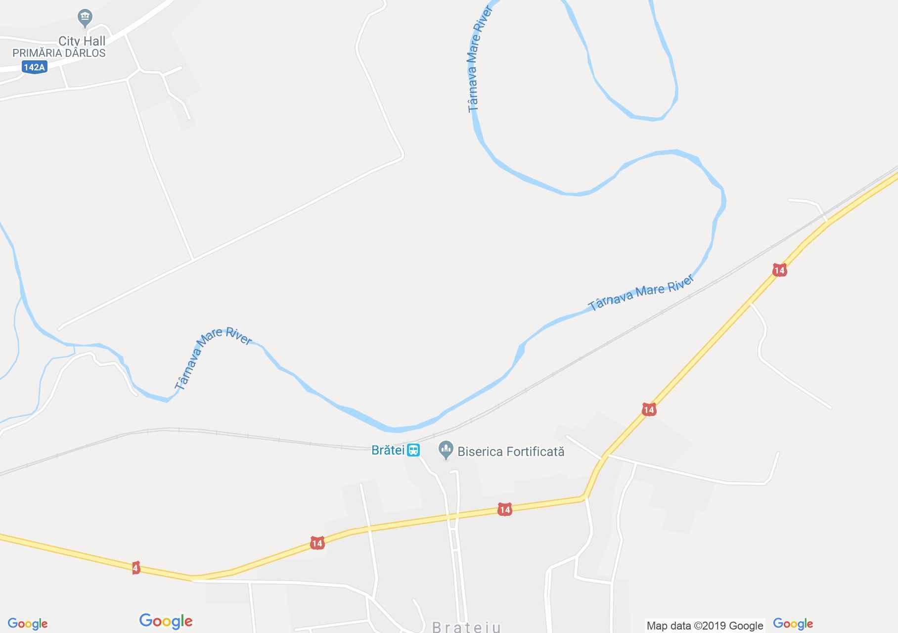 Hartă Brăteiu: Biserica evanghelică fortificată