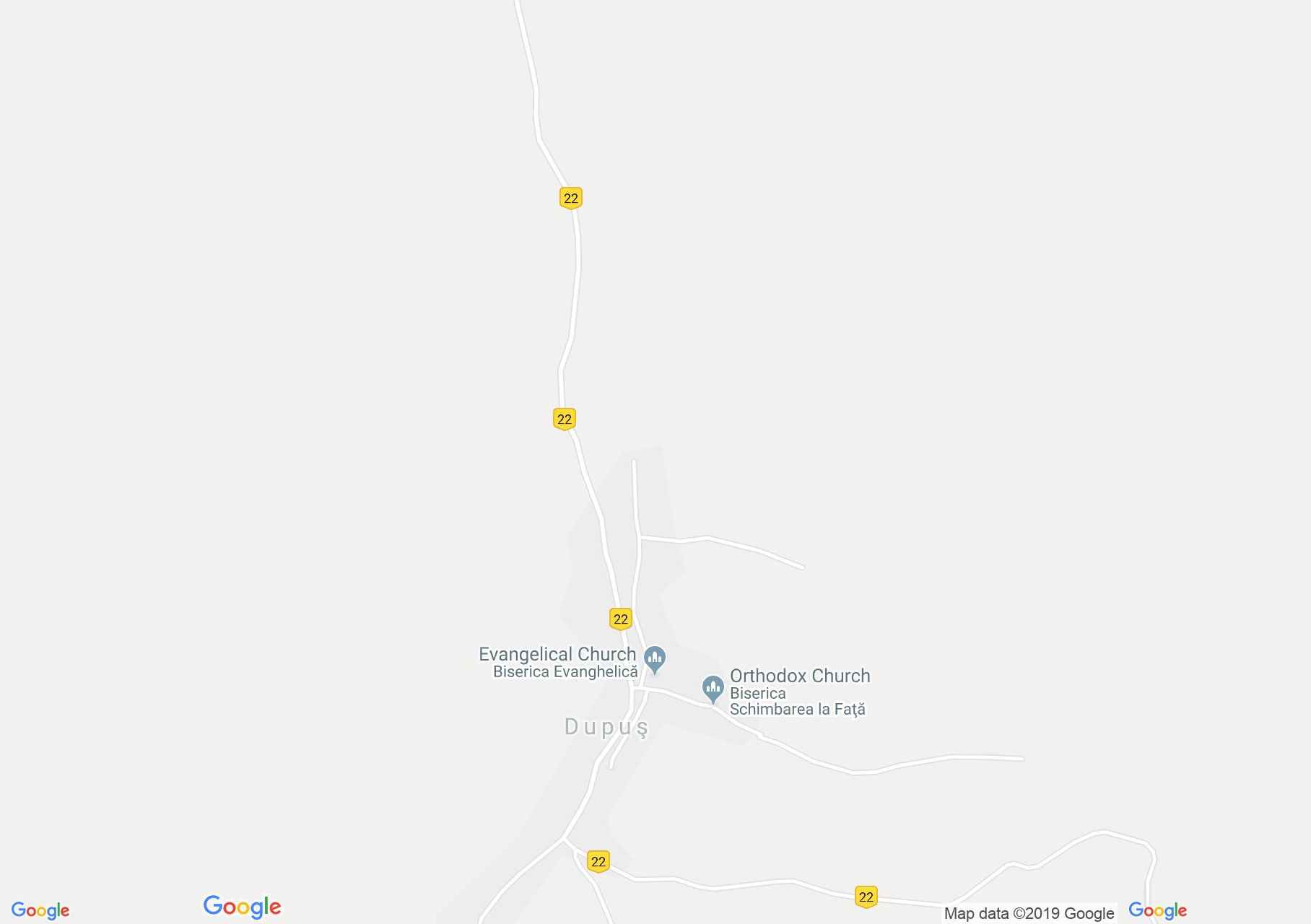 Hartă Dupuş: Biserica evanghelică fortificată