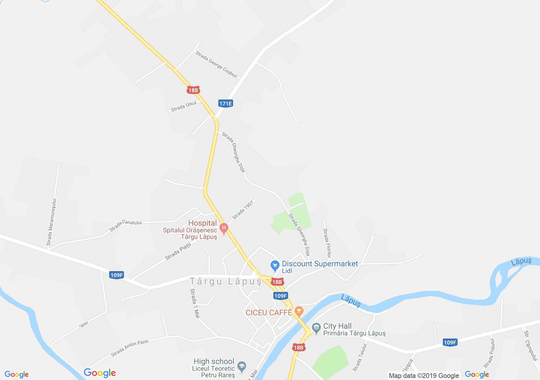 Map of Târgu Lăpuş: Reformed church