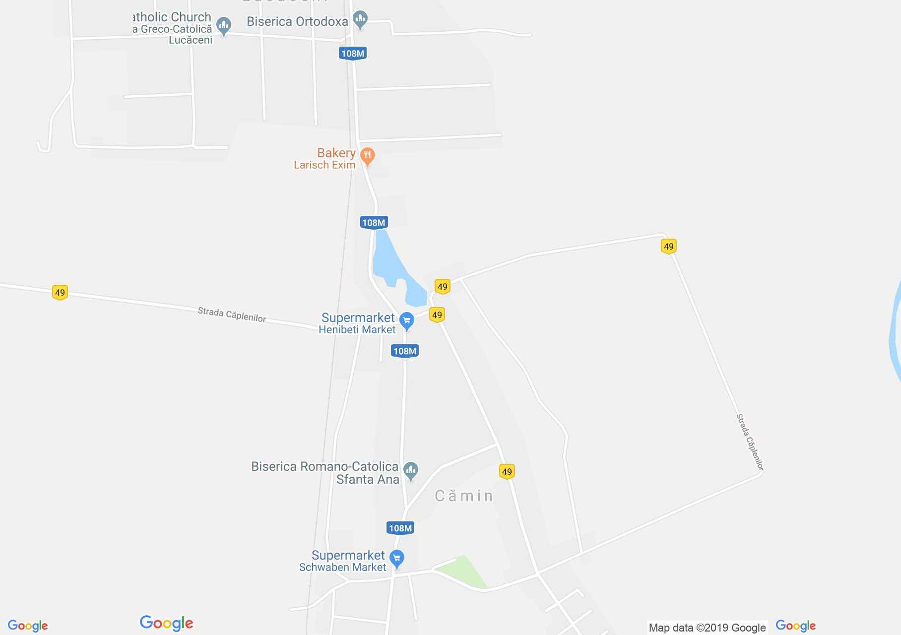 Hartă Cămin: Biserica catolică