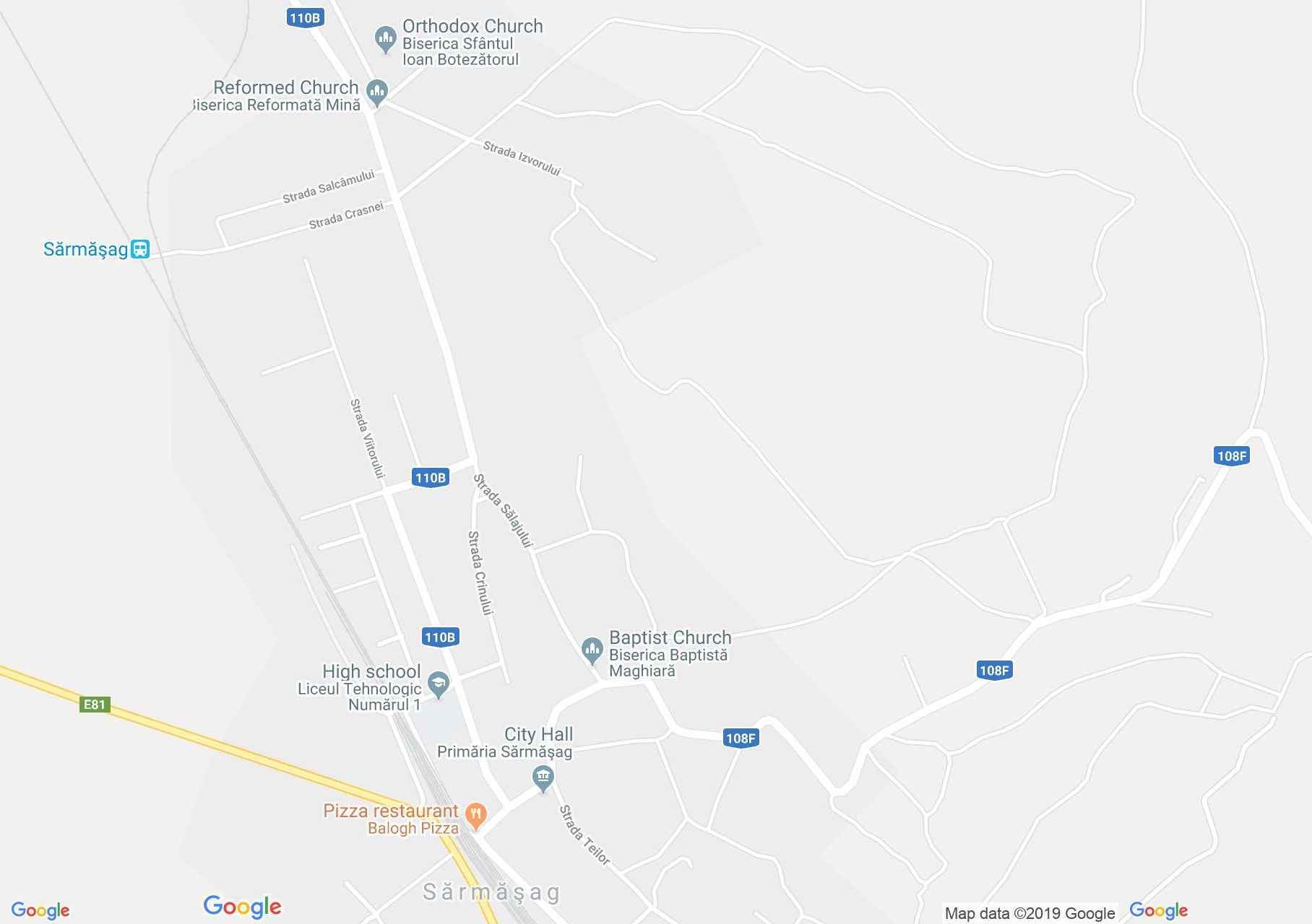 Map of Şărmăşag: Reformed church