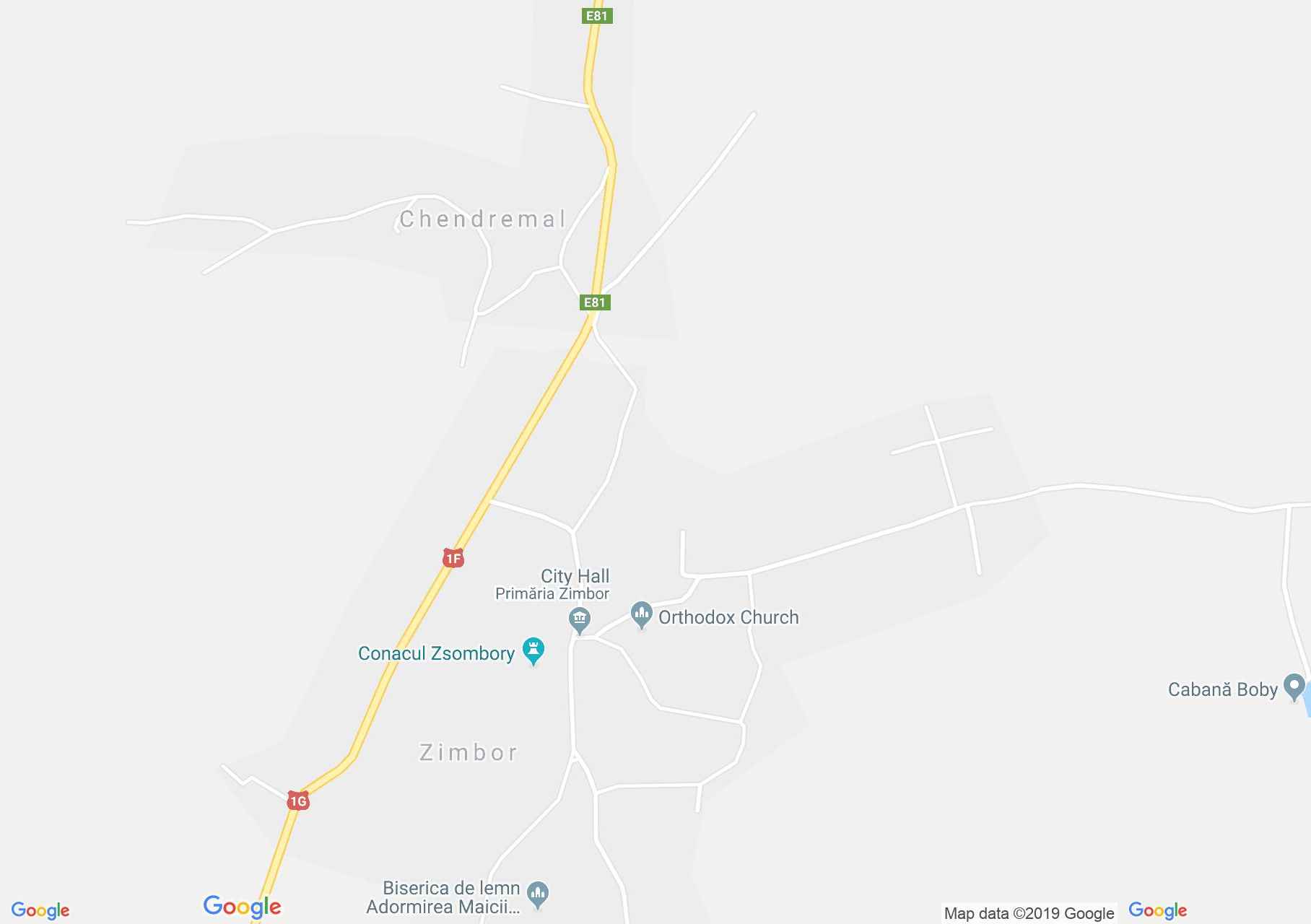 Hartă Zimbor: Biserica reformată