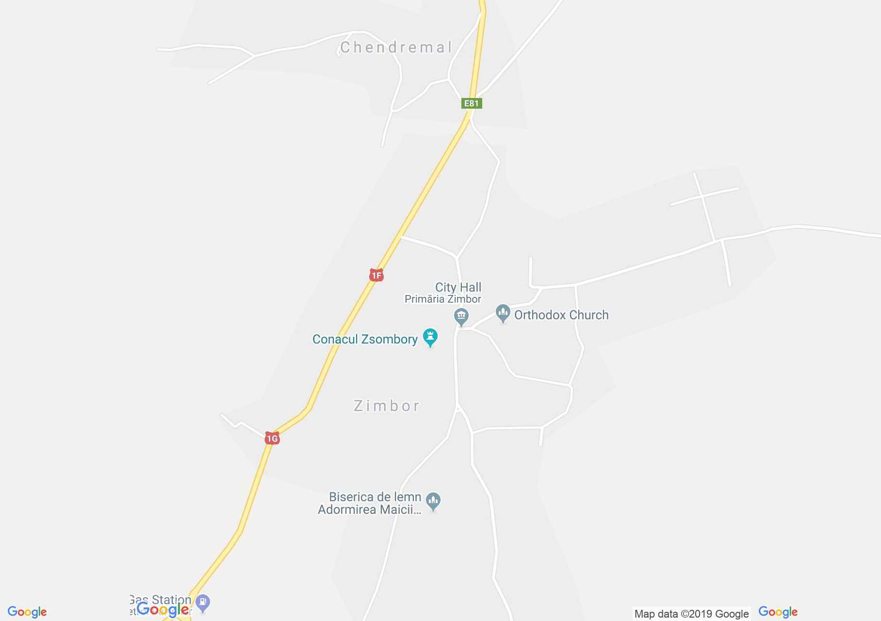 Map of Zimbor: Wooden church