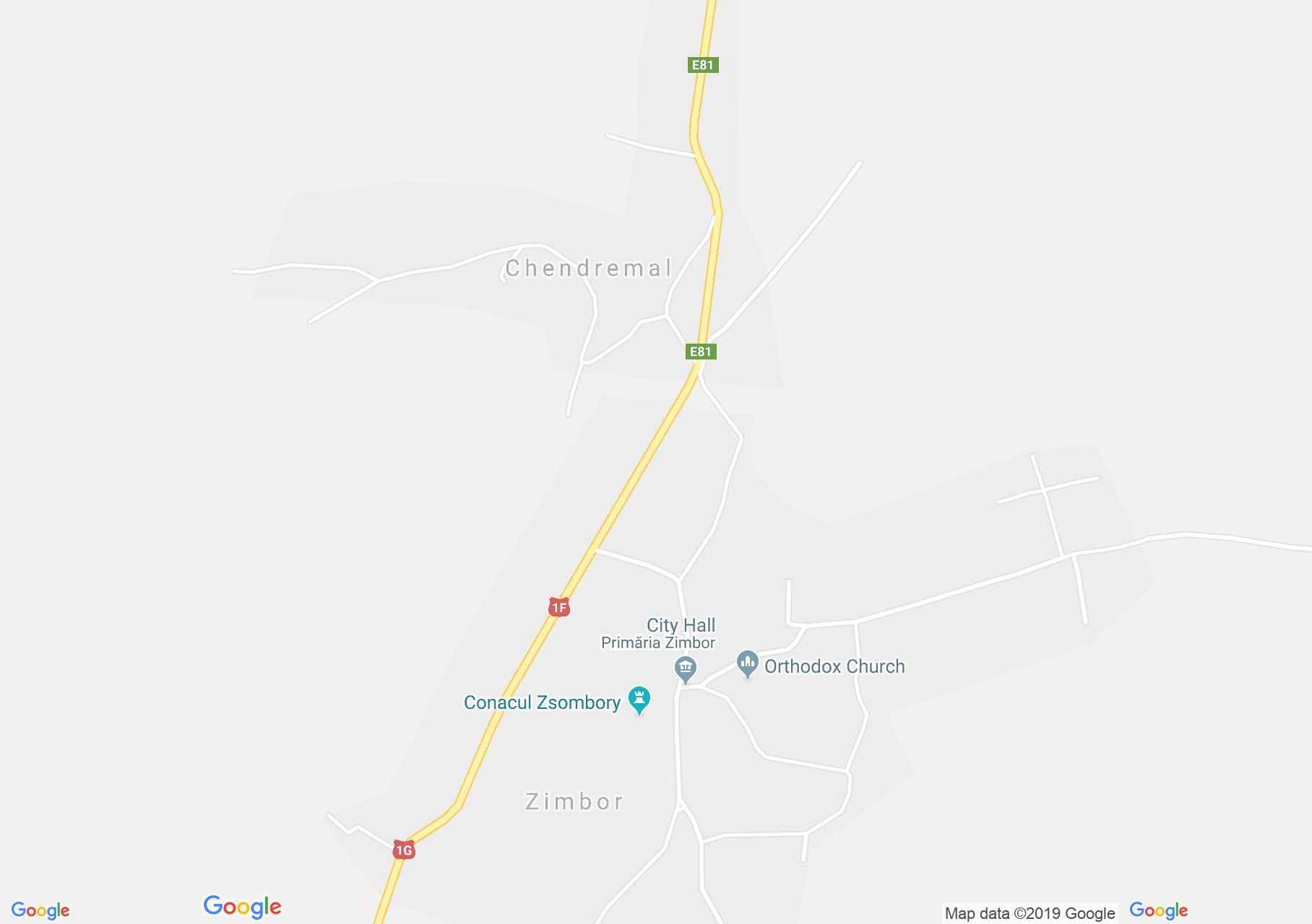 Map of Zimbor: Zsombory castle