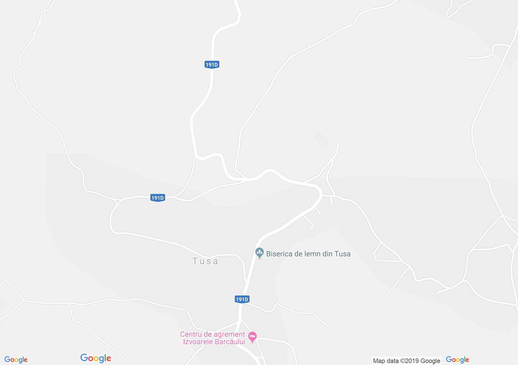 Hartă Tusa: Biserica de lemn