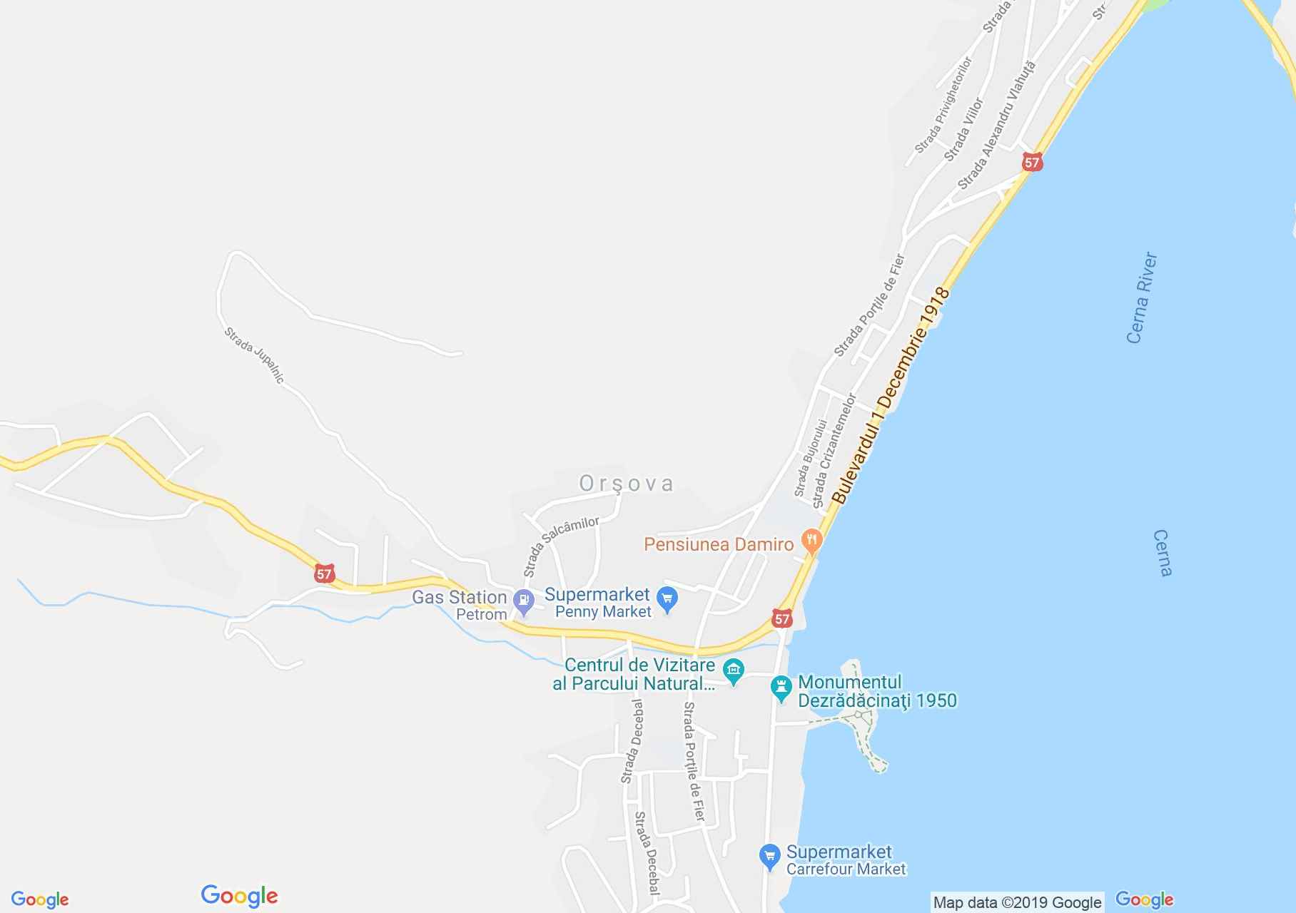 Hartă Orşova: Biserica romano-catolică