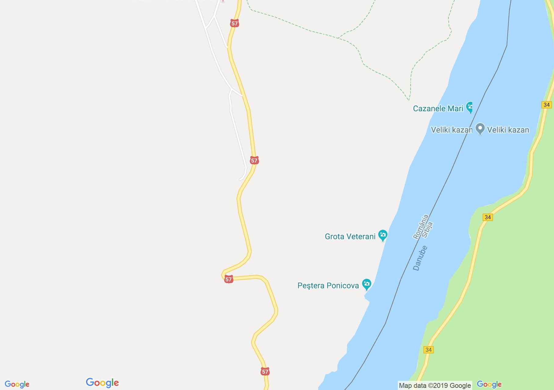 Hartă Cazane: Pestera Gura Ponicovei