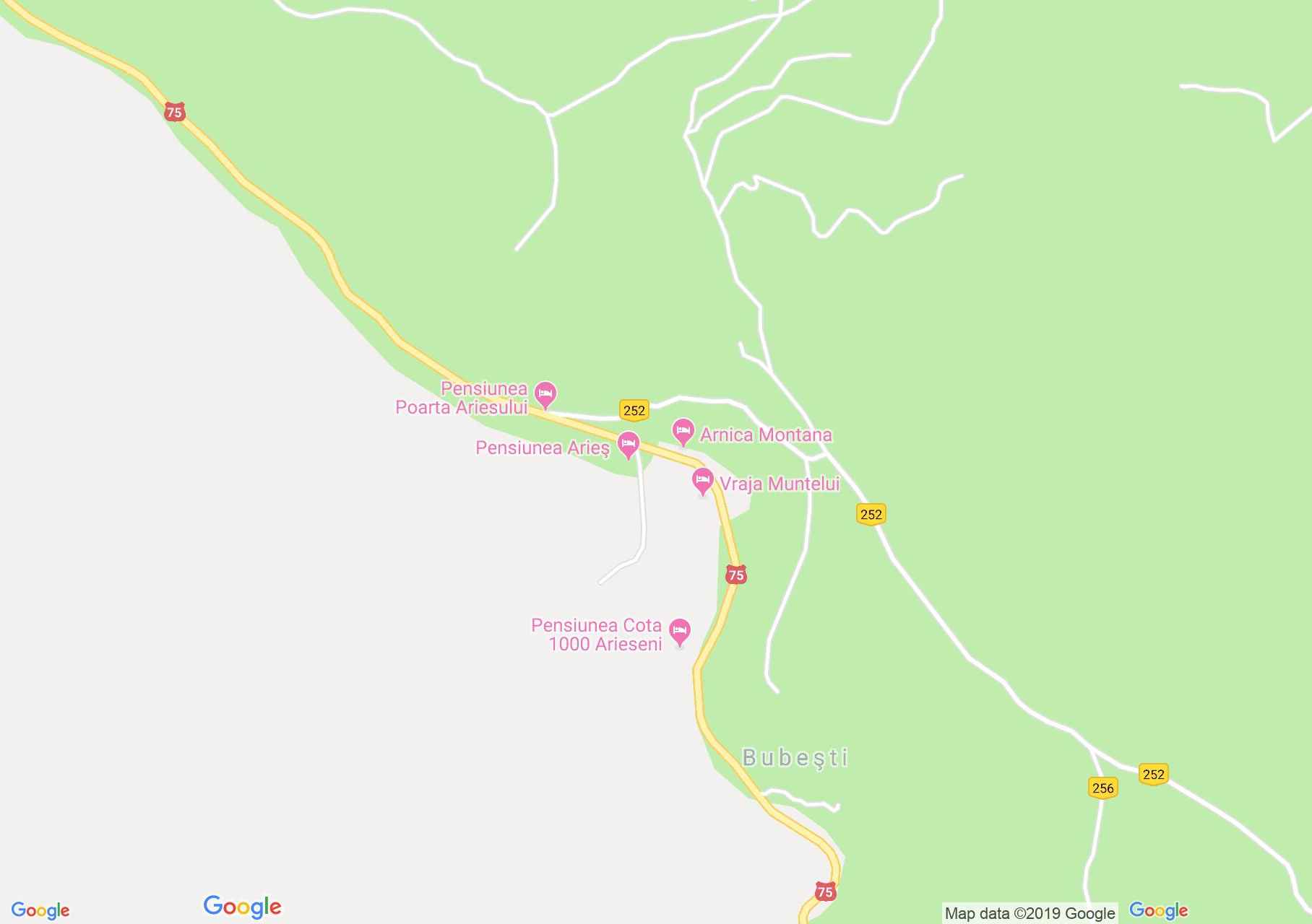 Hartă Arieşeni: Pensiunea Cota 1000