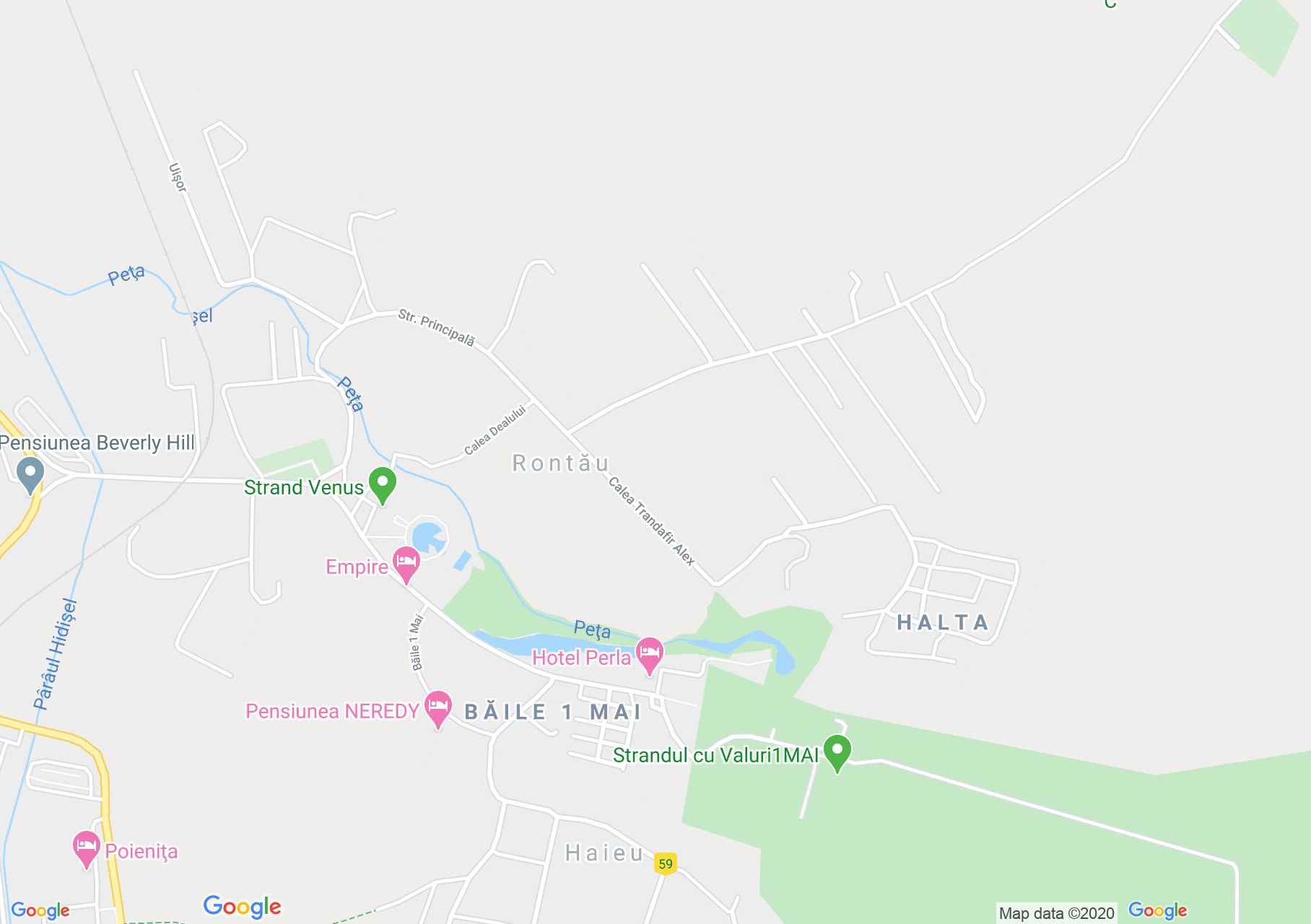 Hartă Băile 1 Mai: Băile 1 Mai, Hotel Perla
