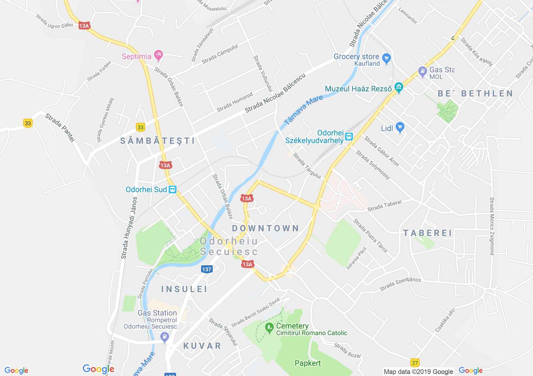 Hartă Odorheiu Secuiesc: Biserica franciscanilor