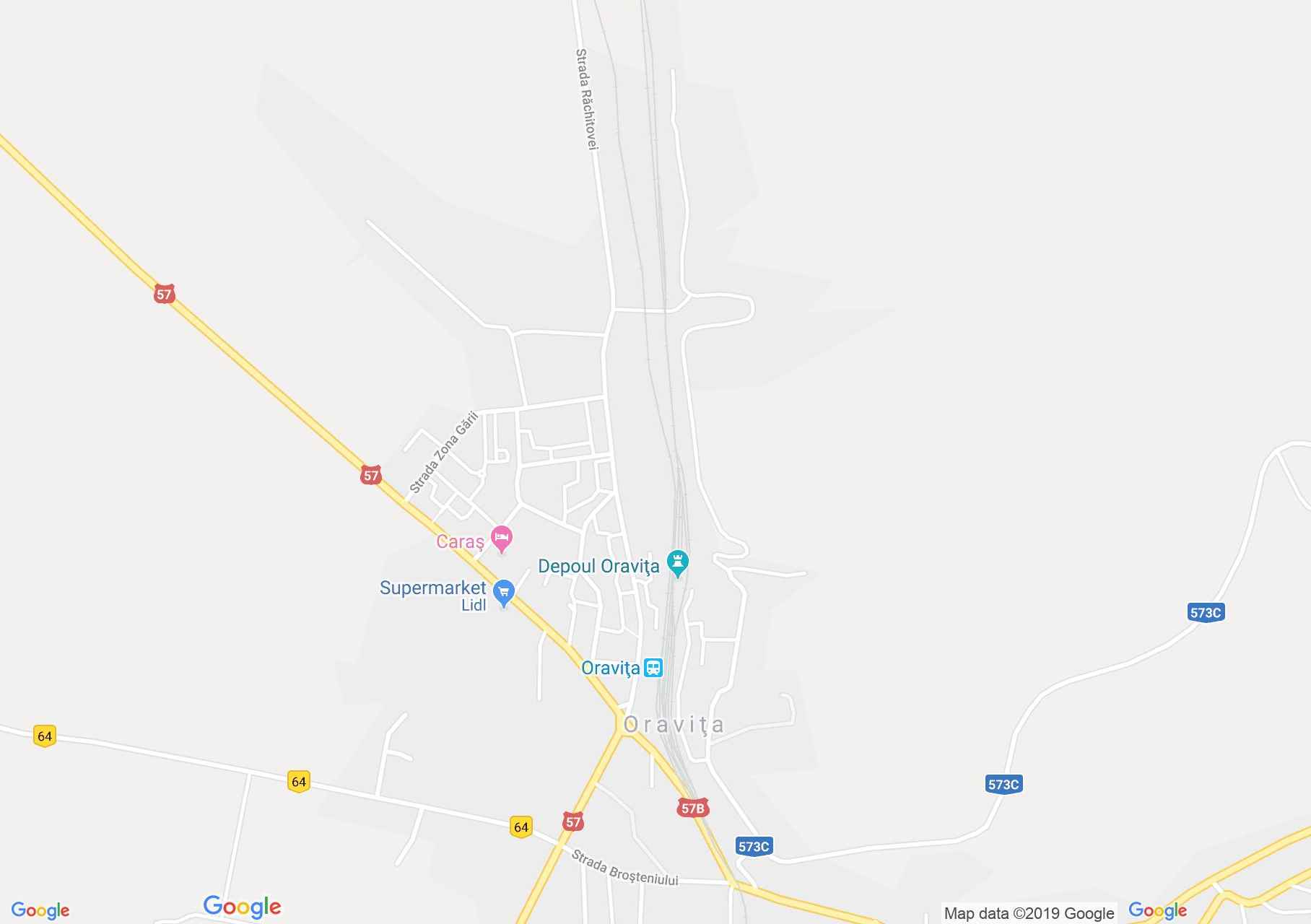 Map of Oraviţa: Railway station 