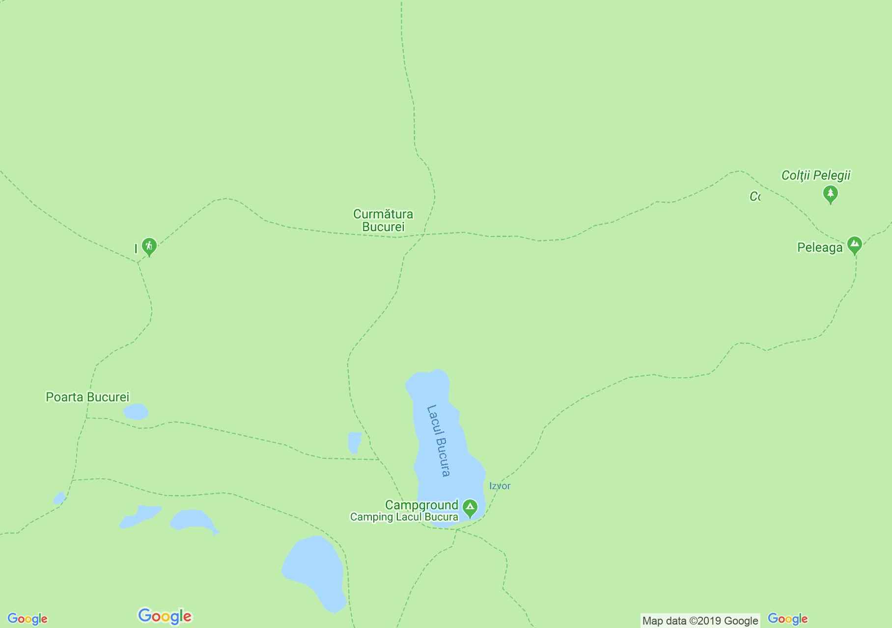 Map of Retezat mountains: Bucura lake