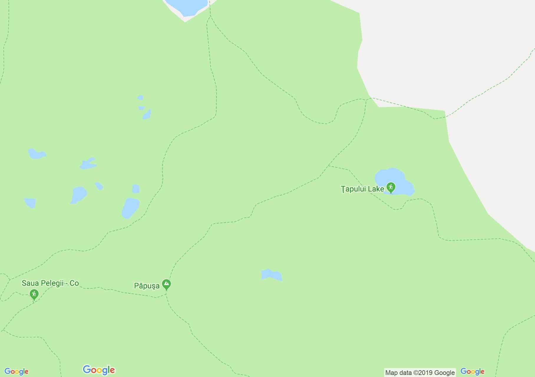 Map of Retezat mountains: Păpuşa or Adânc lake