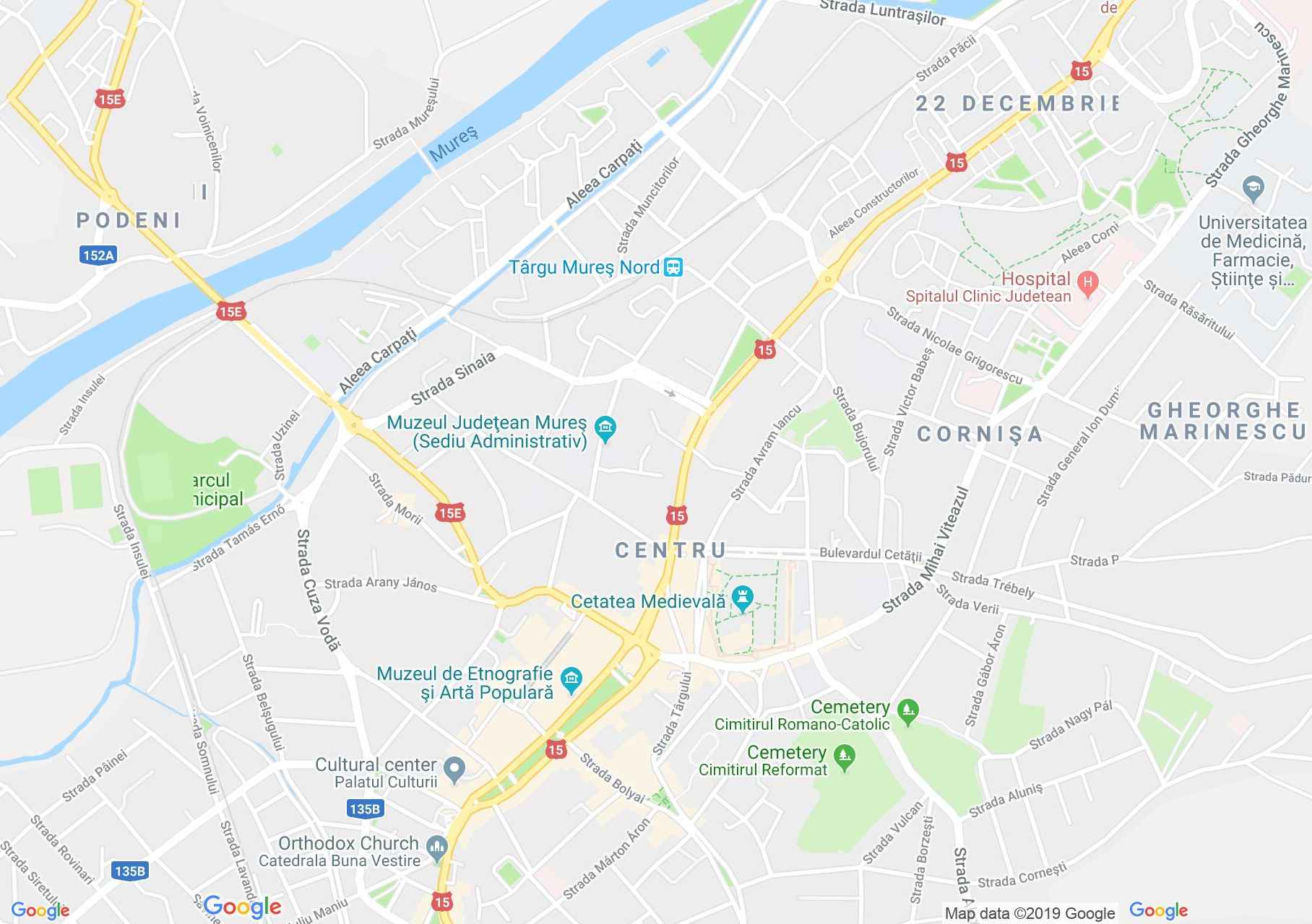 Hartă Târgu Mureş: Biserica romano-catolică