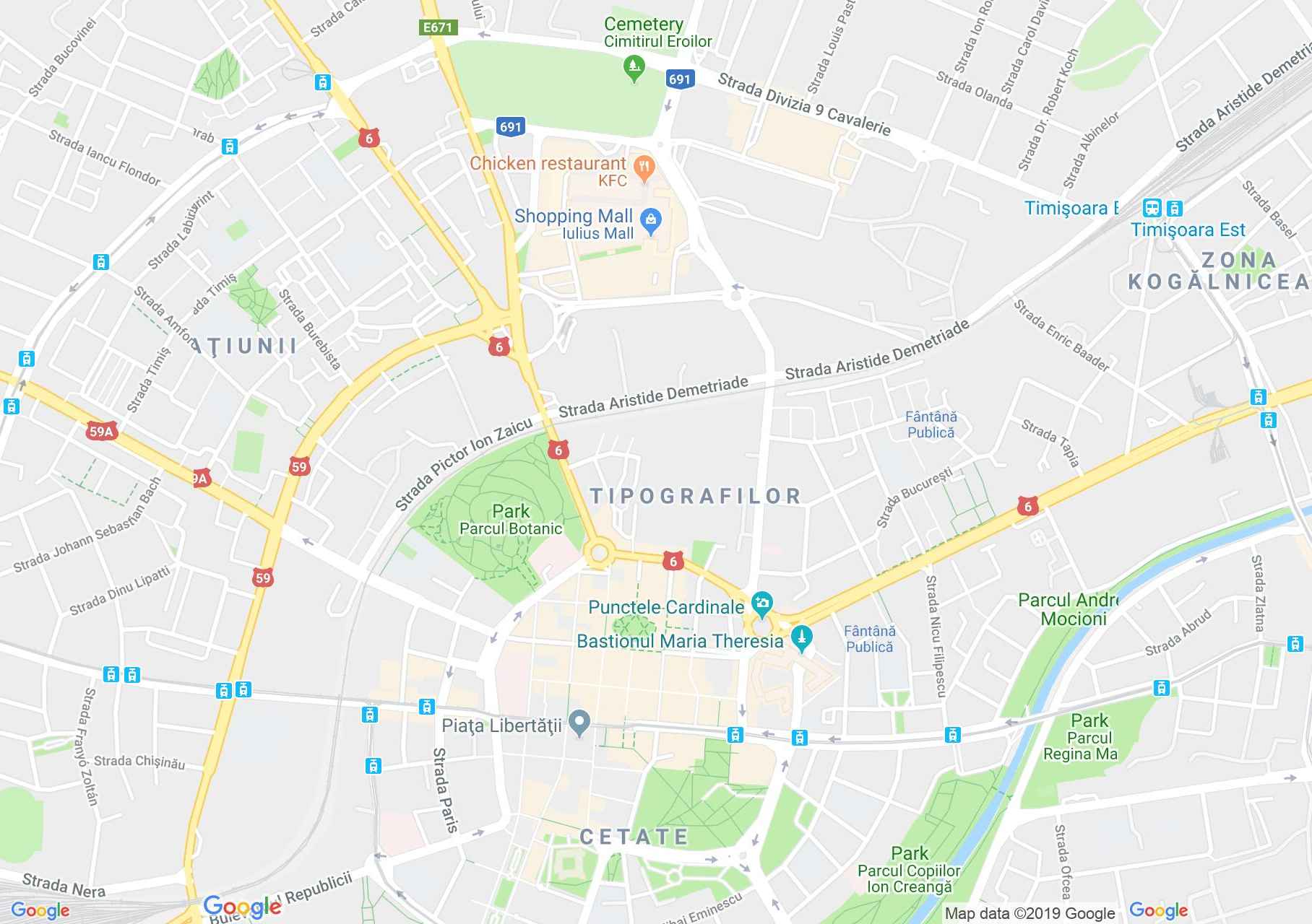 Map of Timişoara: Academic library, Ormos house 